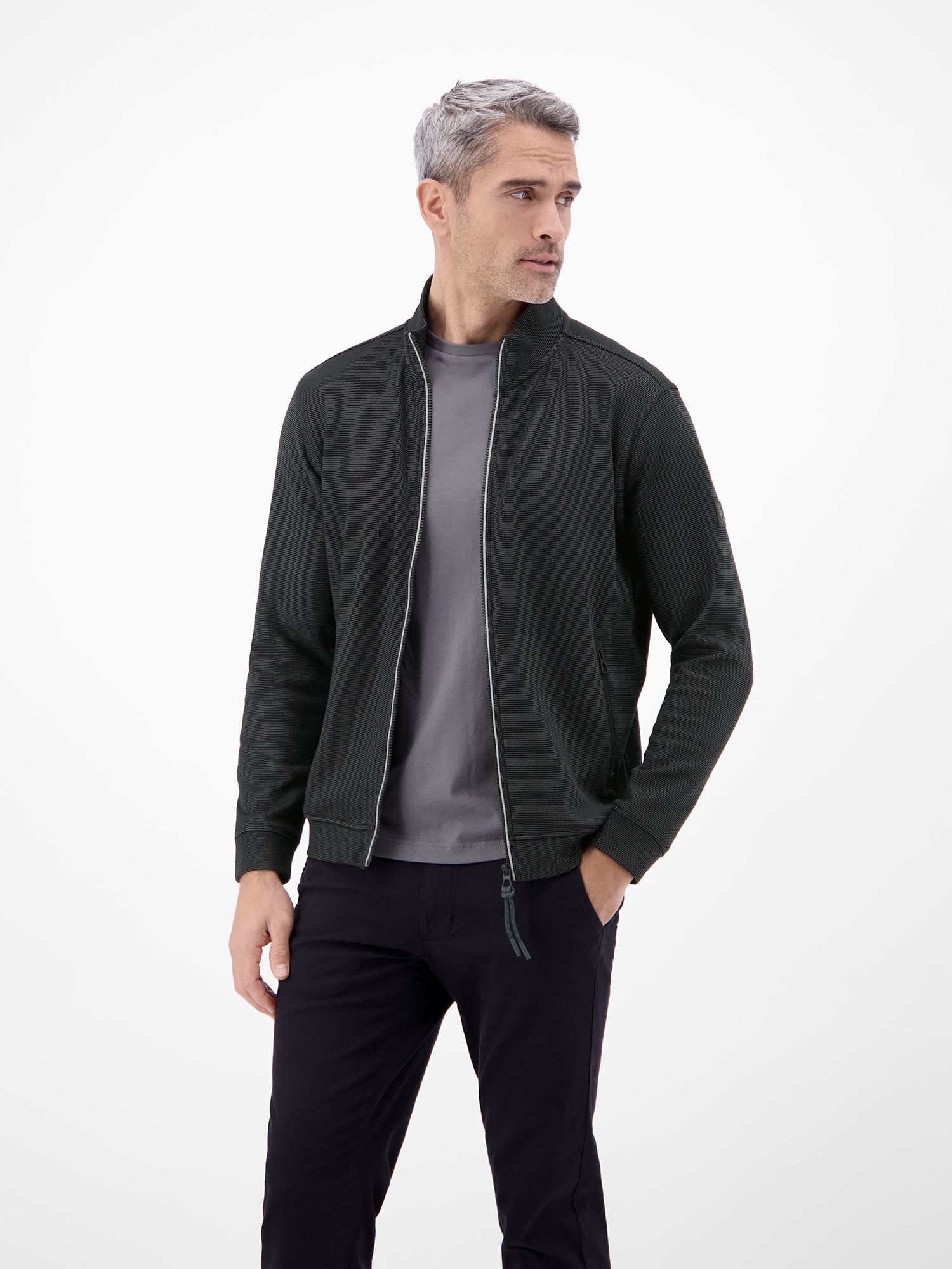 LERROS Sweatjacke »Sweatjacke aus Baumwollmischgewebe« Jacke im Baumwollmix mit Reißverschluss, Stehkragen und Seitentaschen