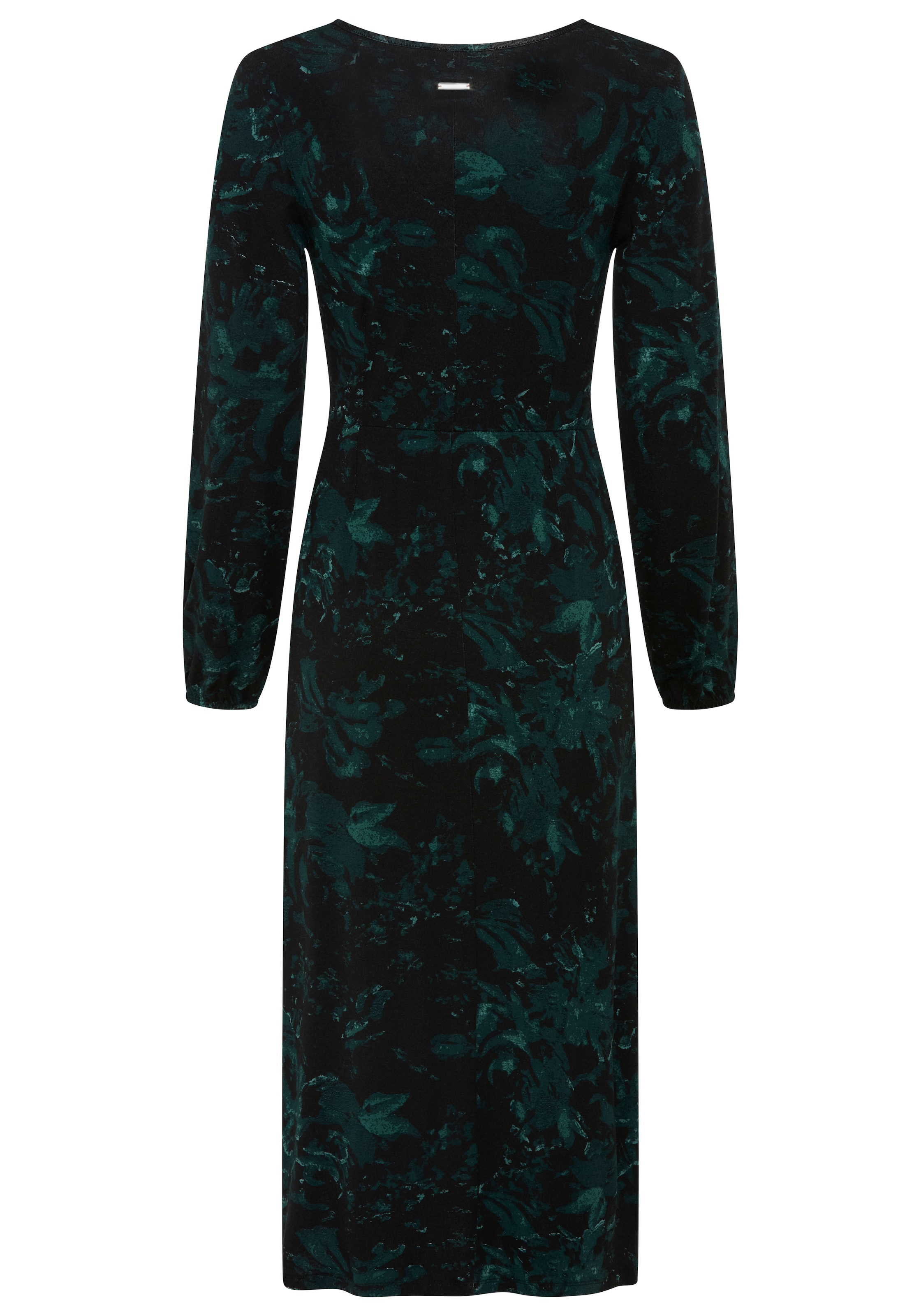 Bruno Banani Jerseykleid »mit Zierknoten und V-Ausschnitt« Ohne Taschen modische Midi-Länge, figurbetonte Passform