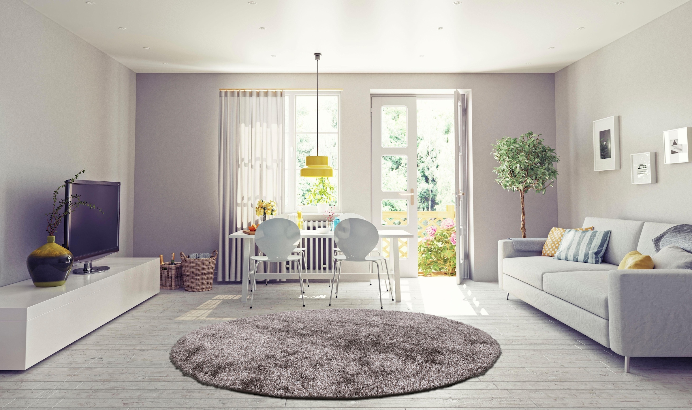 Bruno Banani Hochflor-Teppich »Alga«, rund, 40 mm Höhe, Uni-Farben, besonders weich und kuschelig