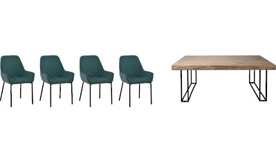 SalesFever Essgruppe, (Set, 5 tlg.), 10 cm starke Tischplatte aus Akazienholz kaufen