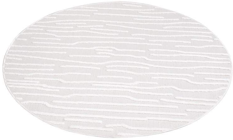Carpet City Teppich »In-& Outdoorteppich Santorini 450, 3D-Effekt, Gestreift«, rund, 5 mm Höhe, Wetterfest & UV-beständig für Terrasse, Balkon, Küche, Flur