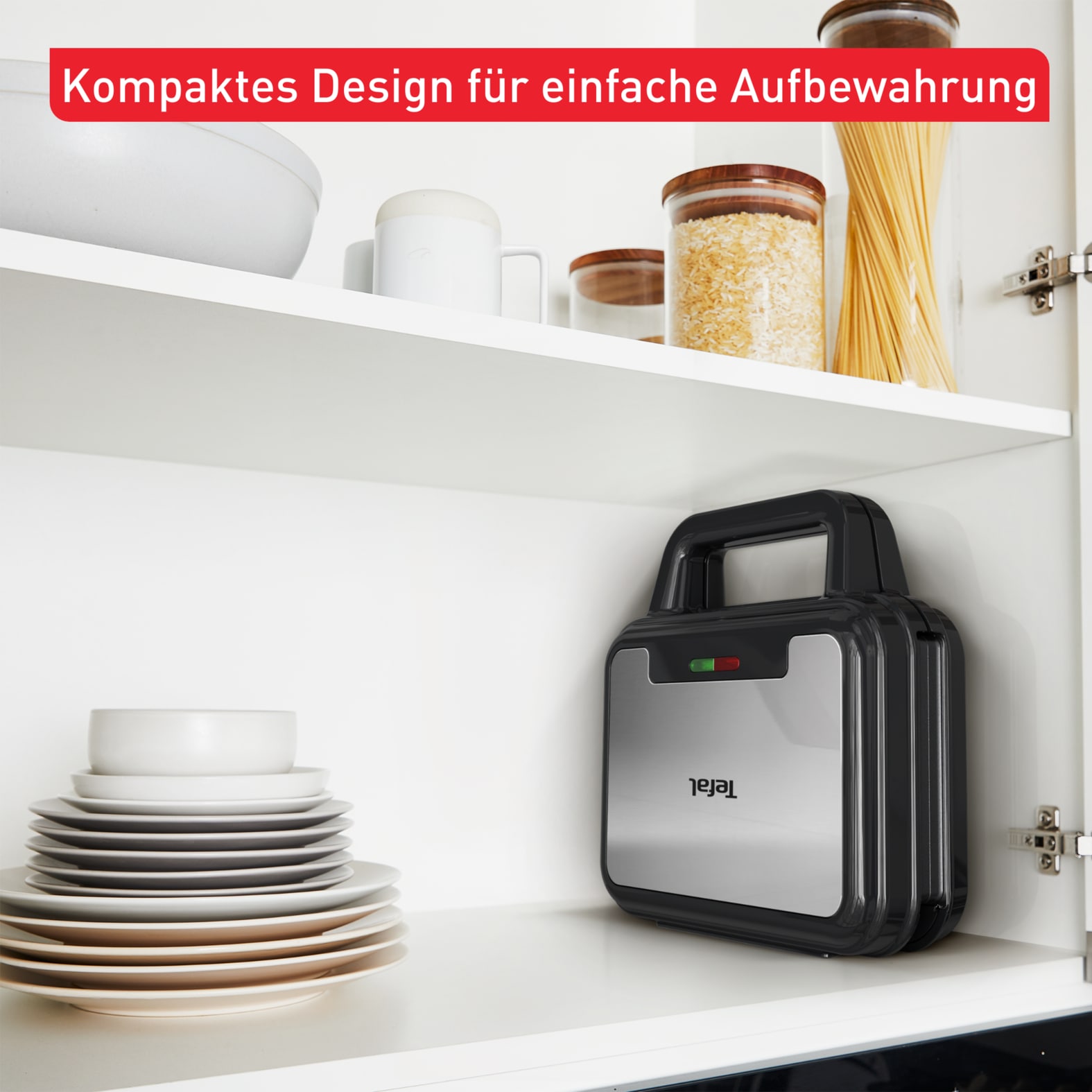 Tefal Sandwichmaker »Ultracompact 3-in-1 Sandwich/Waffel/Panini, Antihaftbeschichtung«, 700 W, platzsparende Aufbewahrung, Maße: 23 x 23 x 9 cm, SW383D
