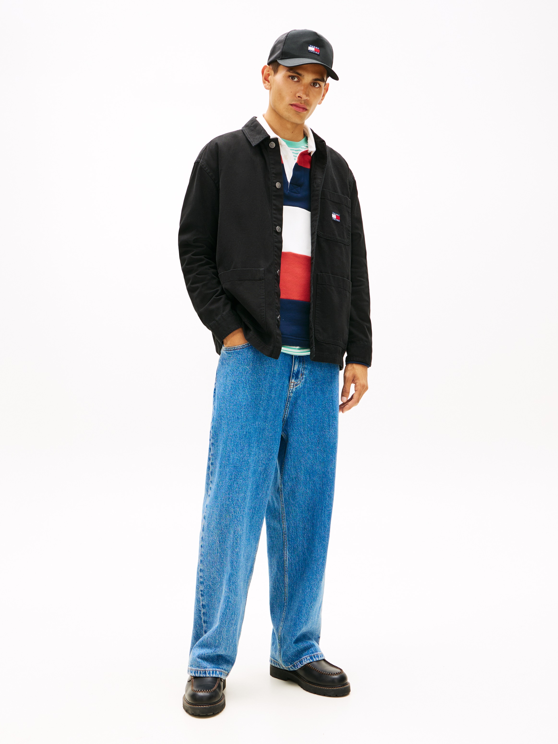 Tommy Jeans Hemdjacke »TJM ESSENTIAL OVERSHIRT« leicht überschnittene Schultern, halbgespreizter Kragen