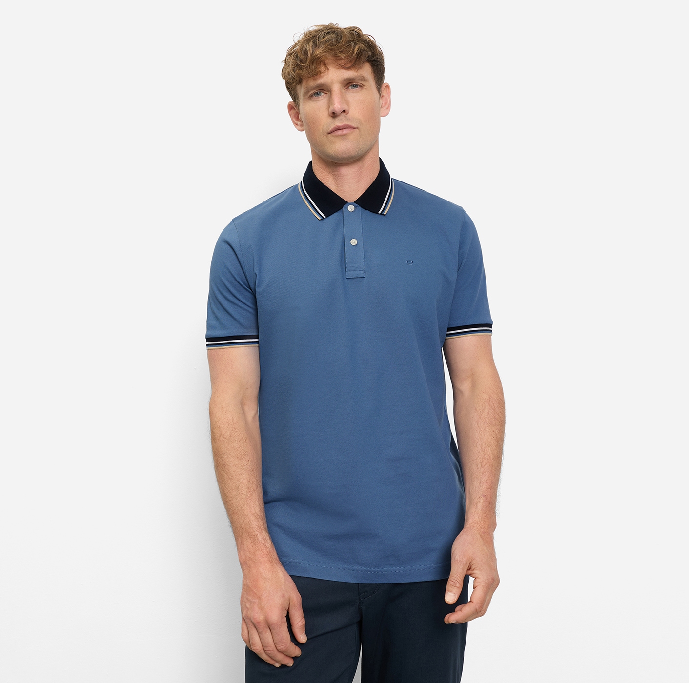 OLYMP Poloshirt »Casual« farbliche Kontrast-Details