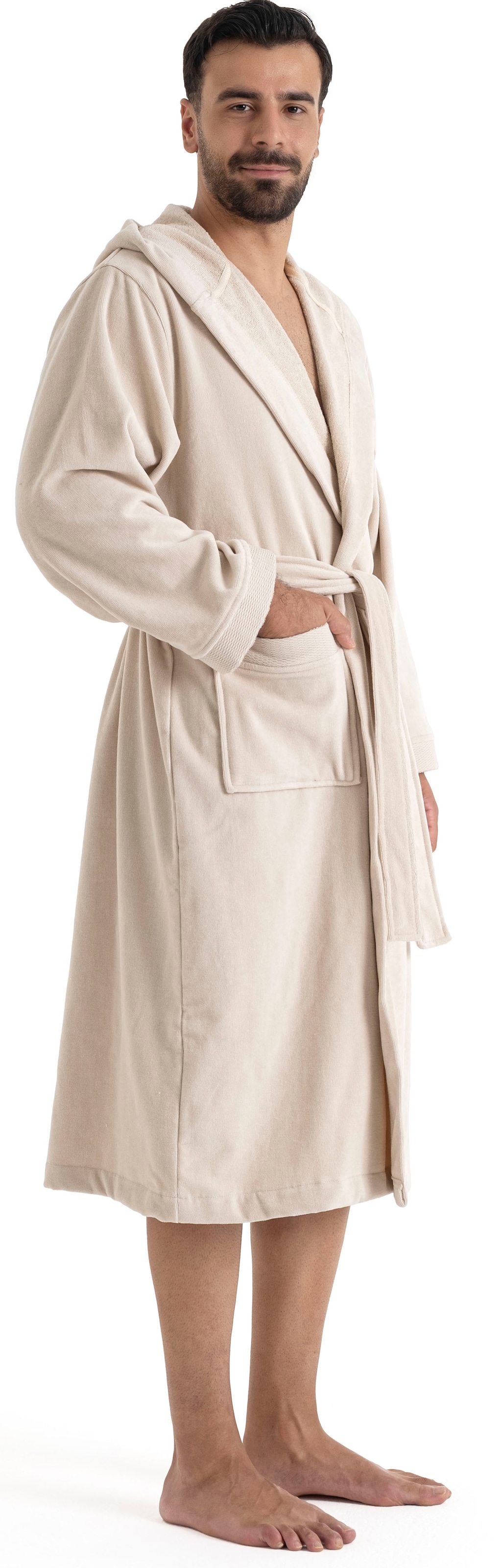 OTTO home Unisex-Bademantel »Fenya, 330 g/m², Premium, Hotelbademantel, Morgenmantel,  Sauna & Spa« 1 Stk. Reißverschlusstaschen, weich mit GRATIS-Zugabe: 1x Duschtuch 70x140 cm