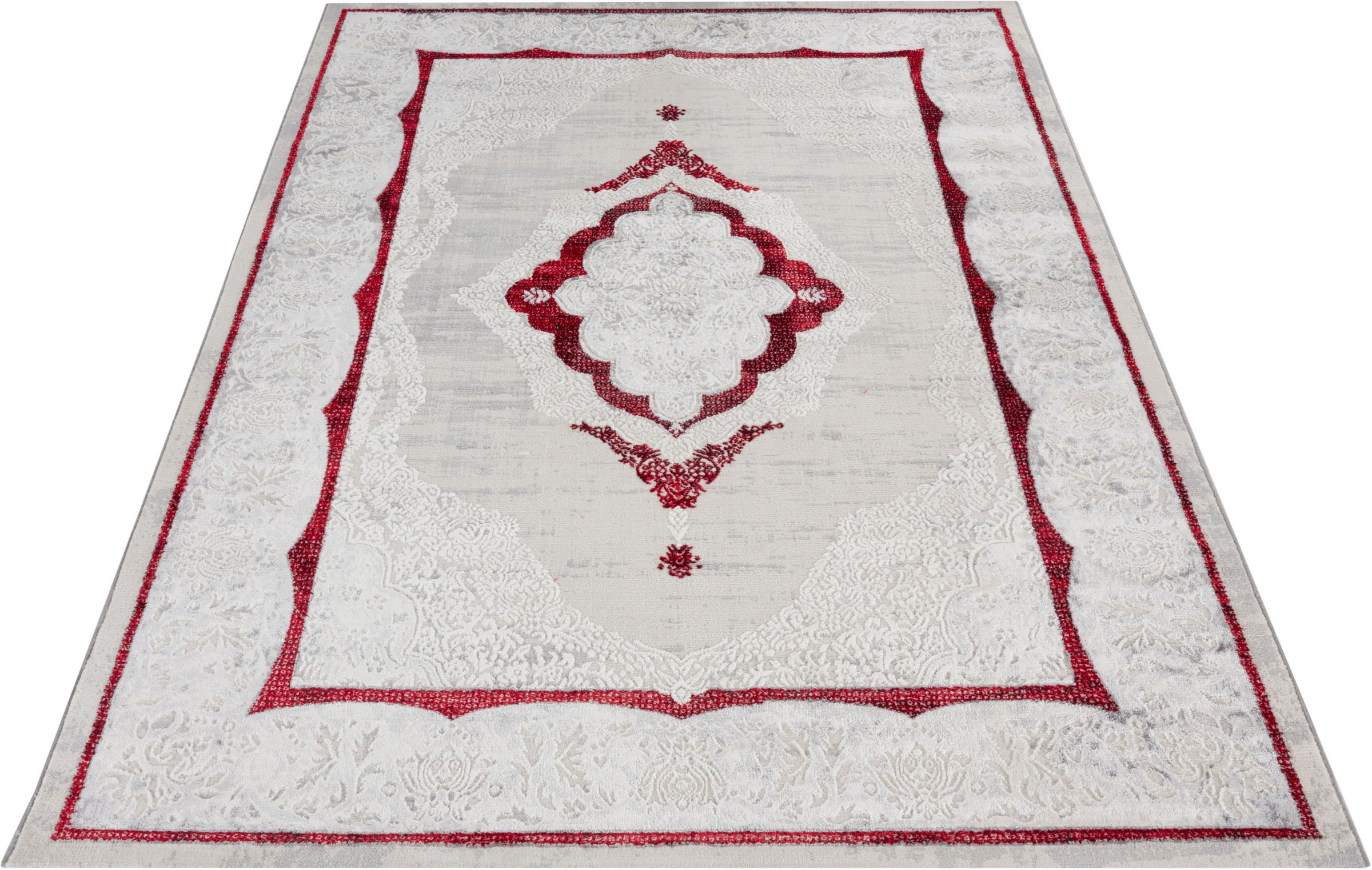 MINT RUGS Teppich »Alba«, rechteckig, 8 mm Höhe, Kurzflor, Orient Design, leichter Glanz, Wohnzimmer, Schlafzimmer, Robust, Pflegeleicht, Konturenschnitt, 3D- Optik