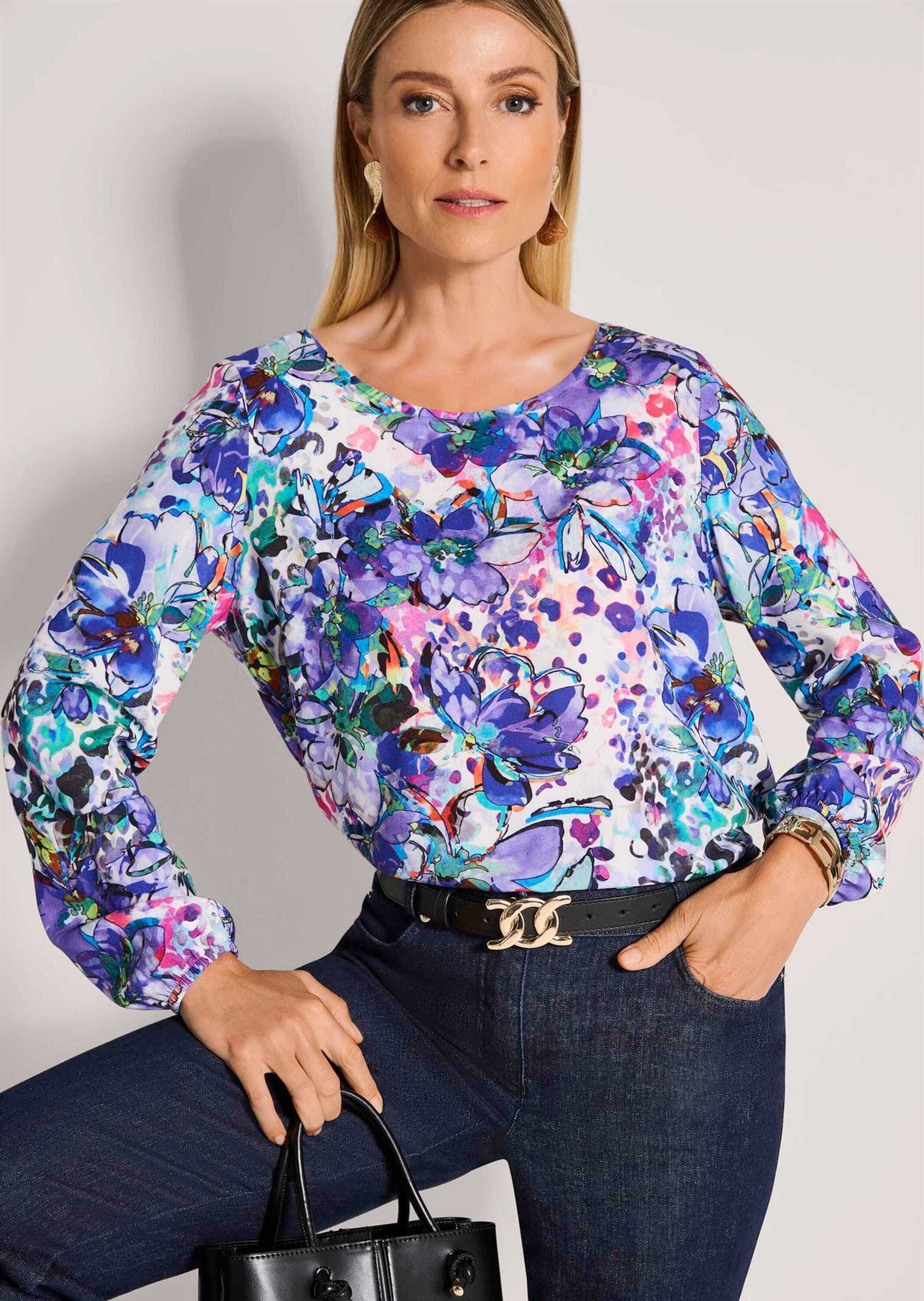 MADELEINE Schlupfbluse »Blusenshirt Viskosebluse mit floralem Aquarellmuster«