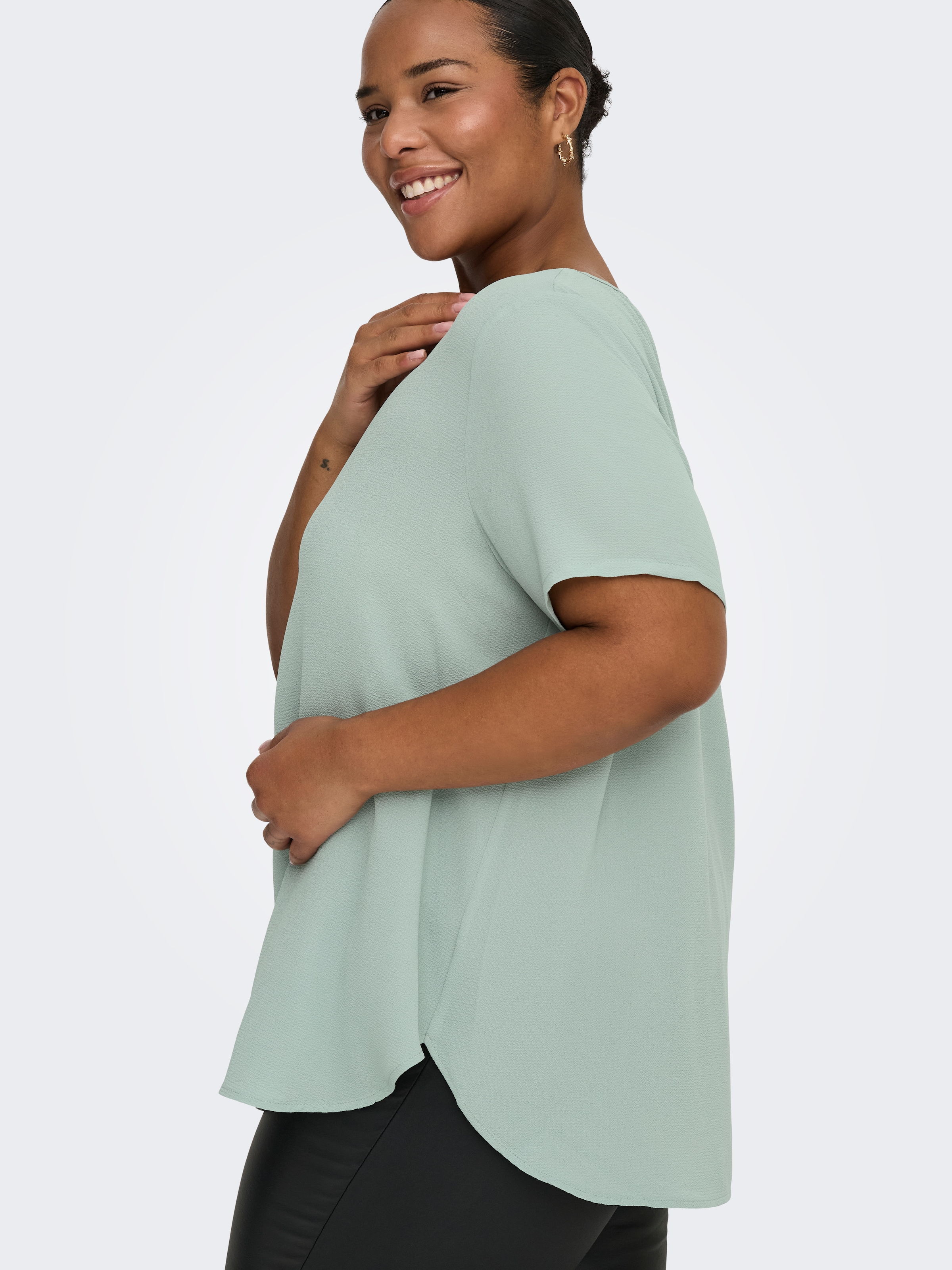ONLY CARMAKOMA Shirtbluse »CARVICA SS TOP WVN NOOS« Materialmix, regular fit