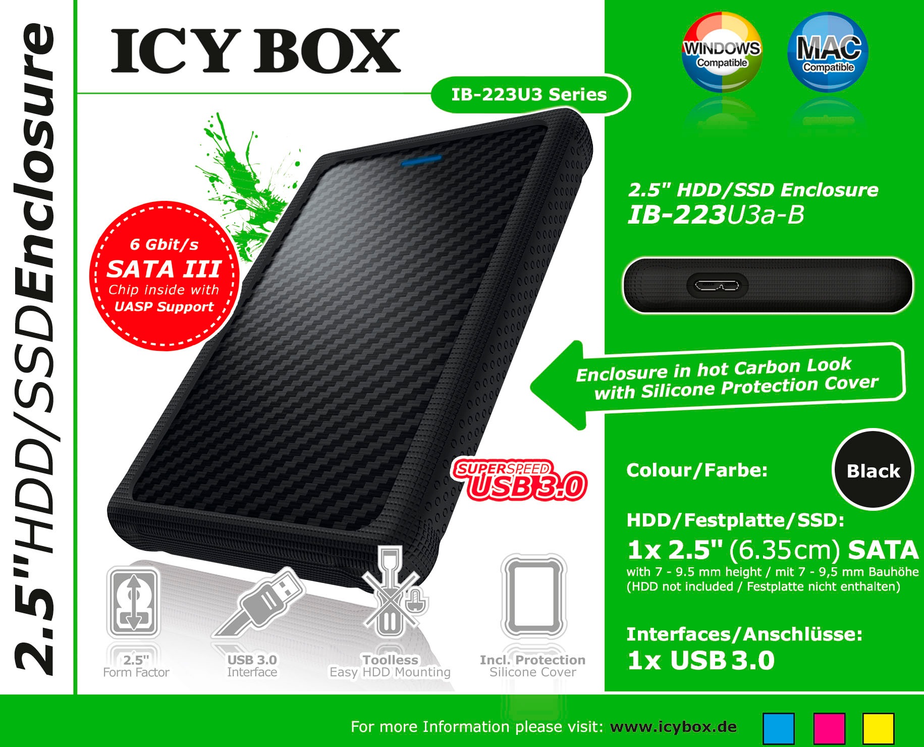 ICY BOX Computer-Adapter »ICY 2,5 Zoll USB 3.0 Case for SATA HDDs mit Silikon Protektor«