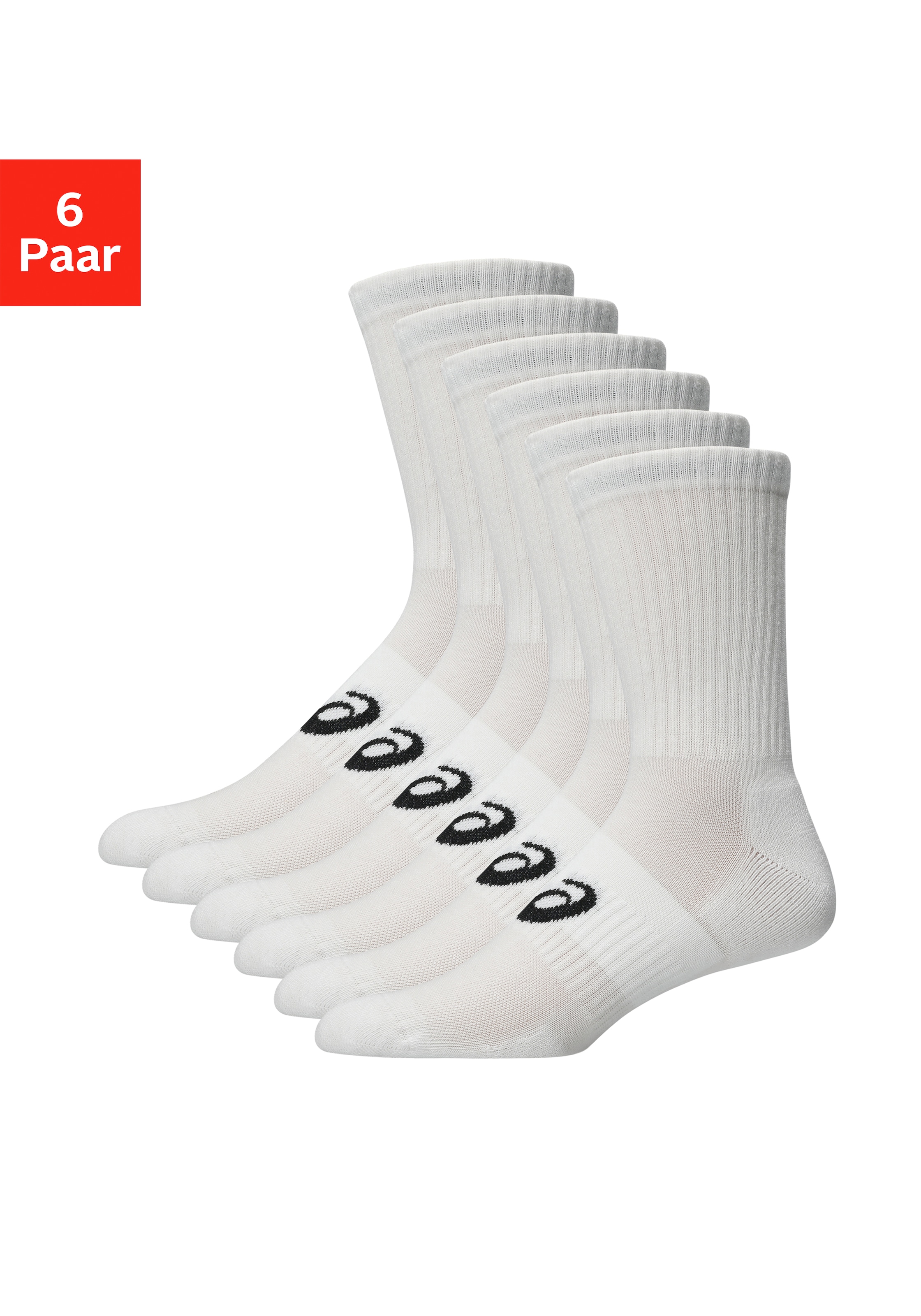 Asics Sportsocken »6 PACK CREW SOCK« für Fitness, mit Mesh-Knit-Gewebe, mit Dämpfung