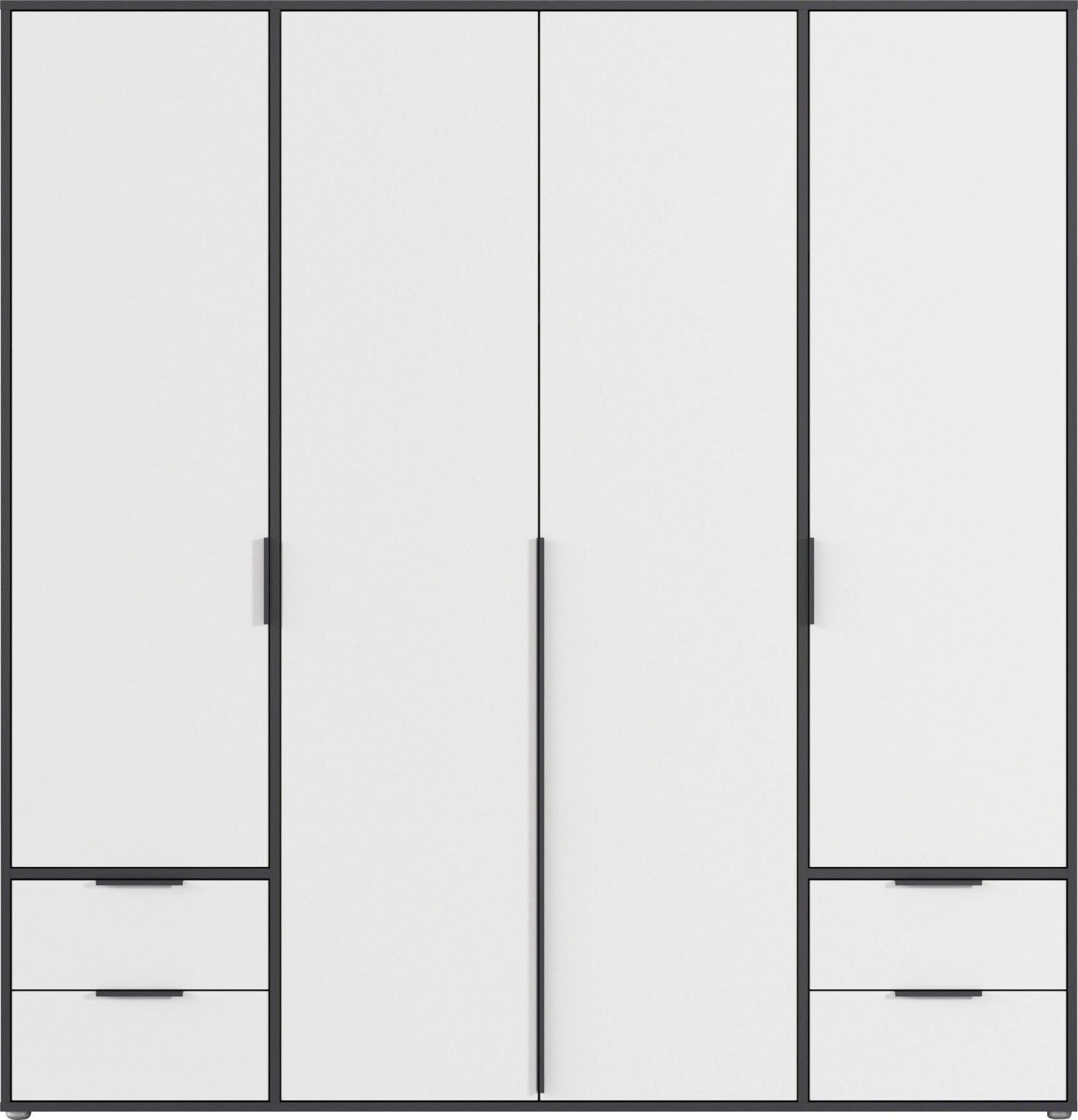 rauch Drehtürenschrank »Kleiderschrank Schrank Garderobe Wäscheschrank NAGATA viel Stauraum«, (in 3 verschiedenen Ausstattungen BASIC/CLASSIC/PREMIUM), mit Schubladen sowie Stangengriffen TOPSELLER MADE IN GERMANY