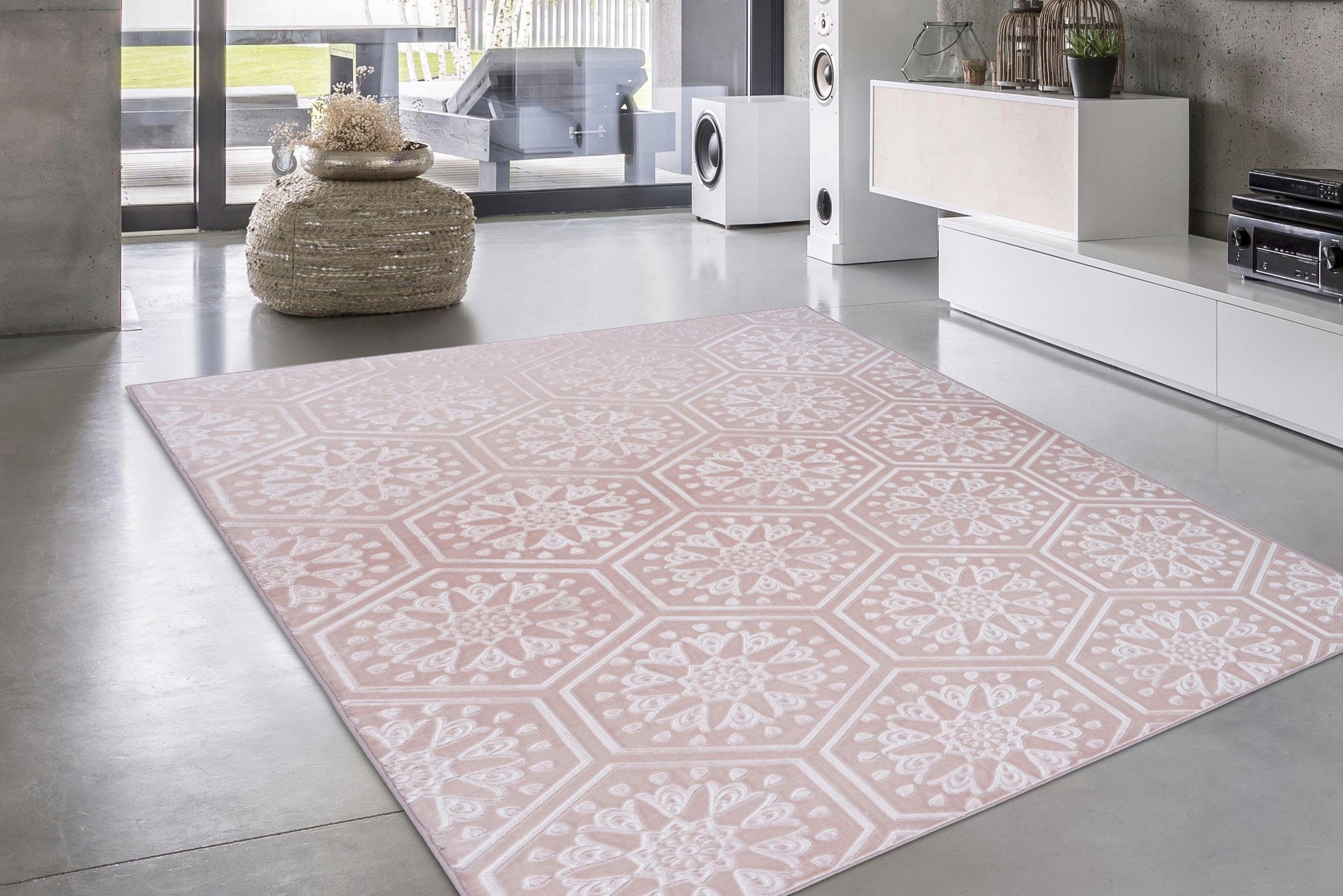 my home Teppich »Stina« rechteckig 7 mm Höhe Hoch-Tief-Effekt, mit Muster, Teppiche