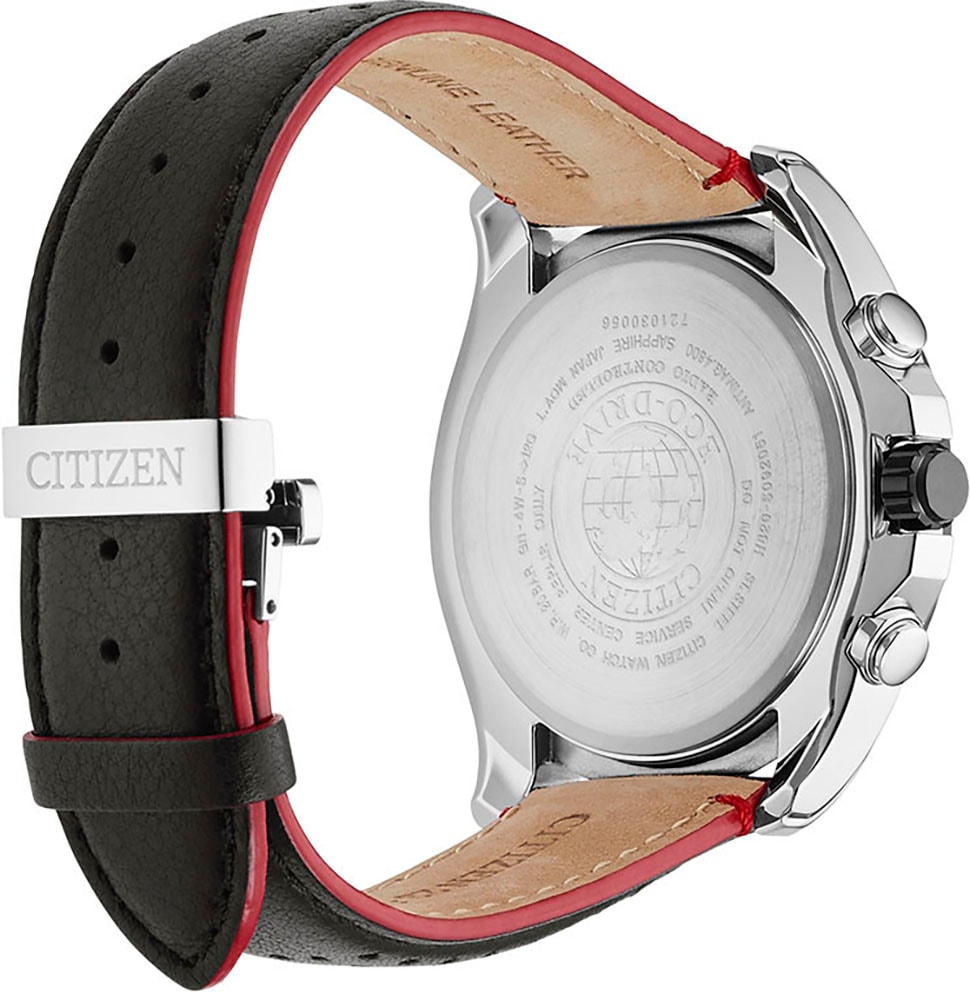 Citizen Funk-Multifunktionsuhr, Armbanduhr, Herrenuhr, Solar, Saphirglas, Lederarmband