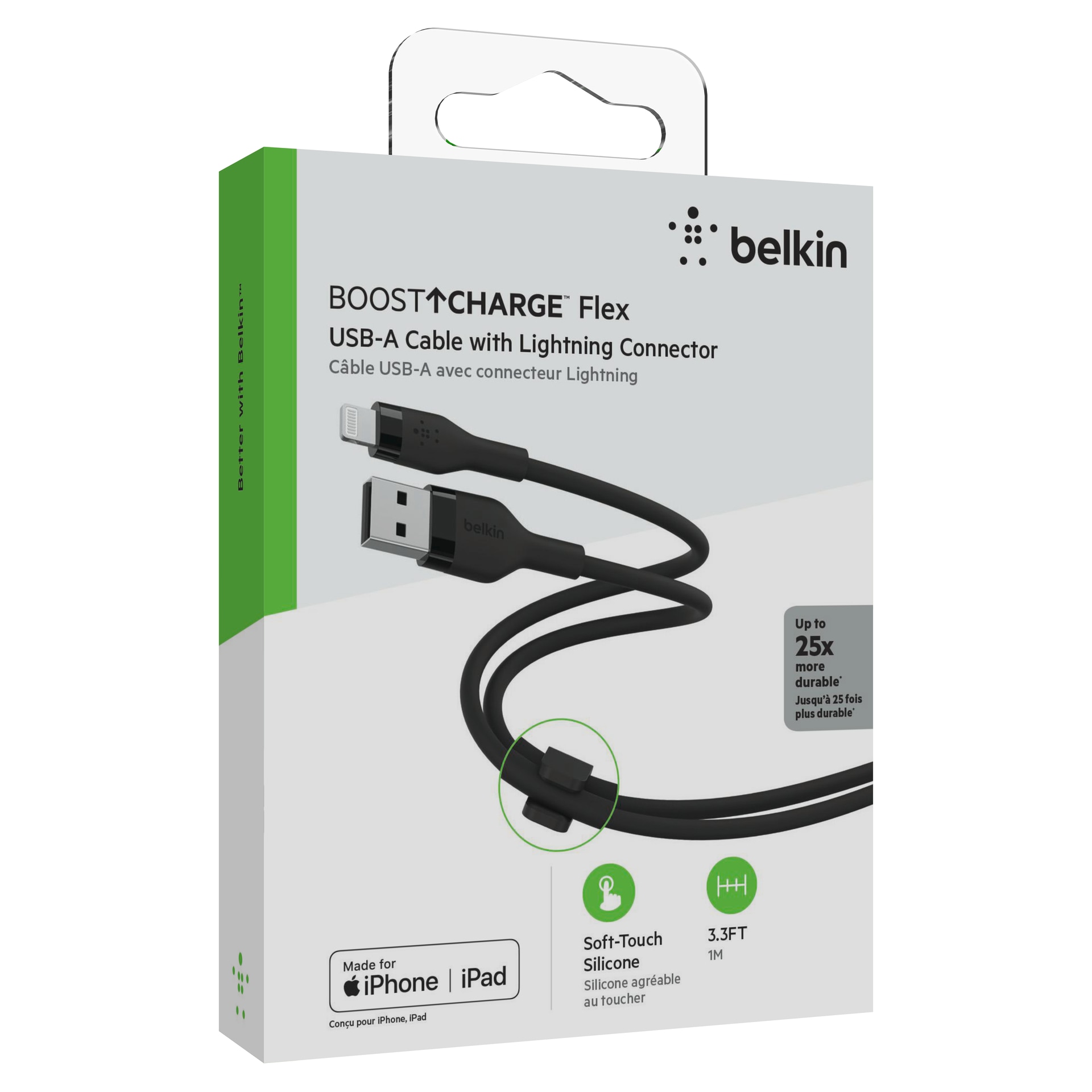 Belkin Lightningkabel »Flex Lightning/USB-A, MFi zertifiziert, 1m«, USB Typ A-Lightning, 100 cm