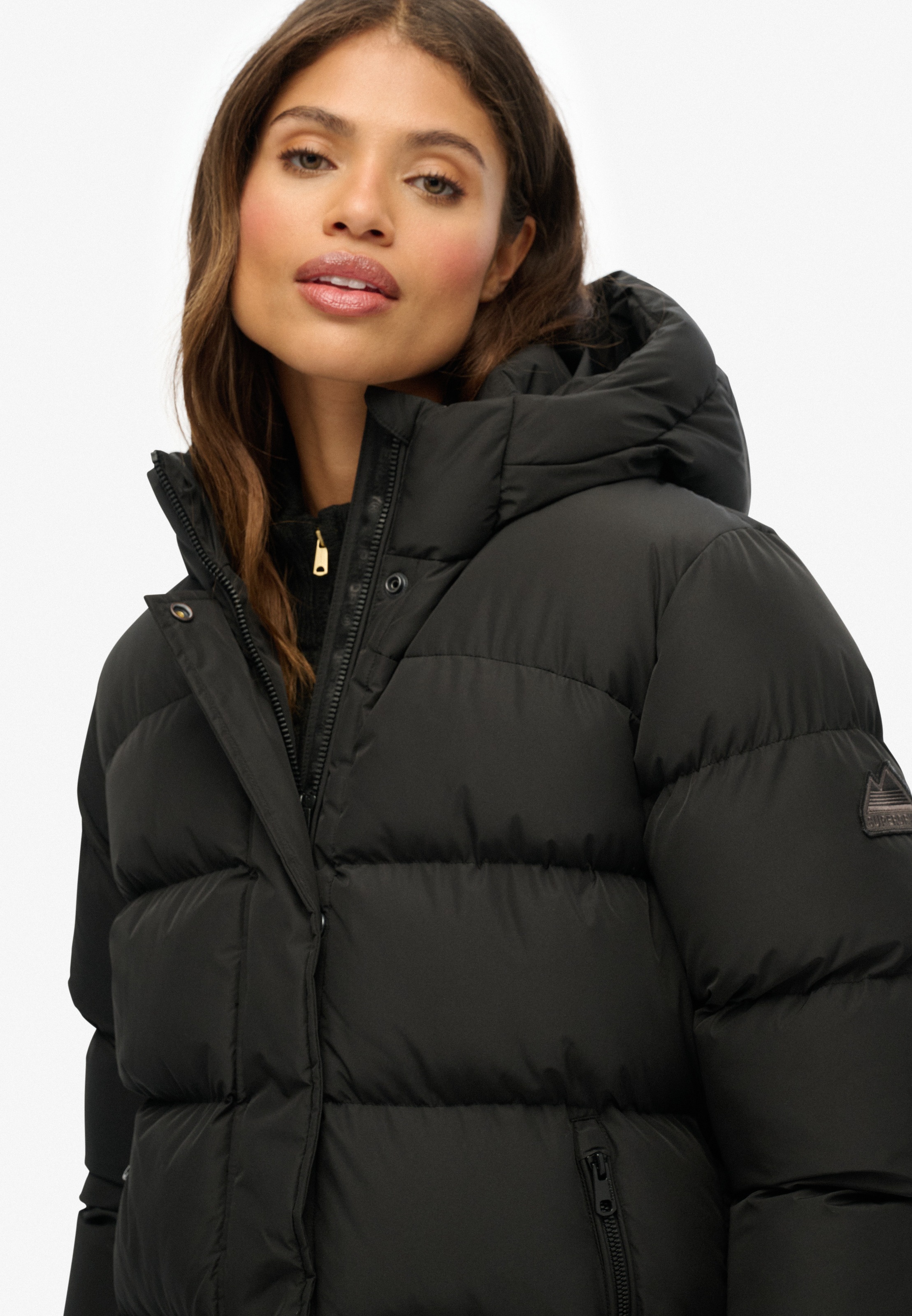 Superdry Steppjacke »HOODED SPORTS PUFFER MID JKT«, mit Kapuze