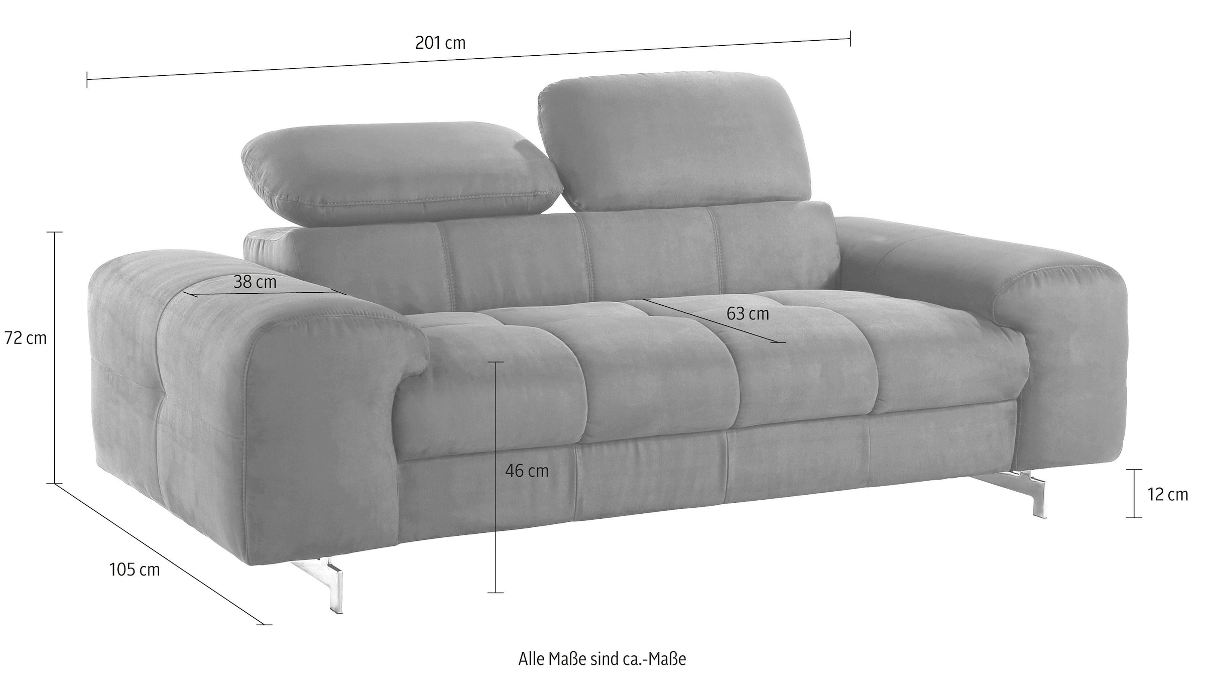 COTTA 2-Sitzer »Chef« Big-Sofa mit Kopfteilverstellung, edle Metallkufen