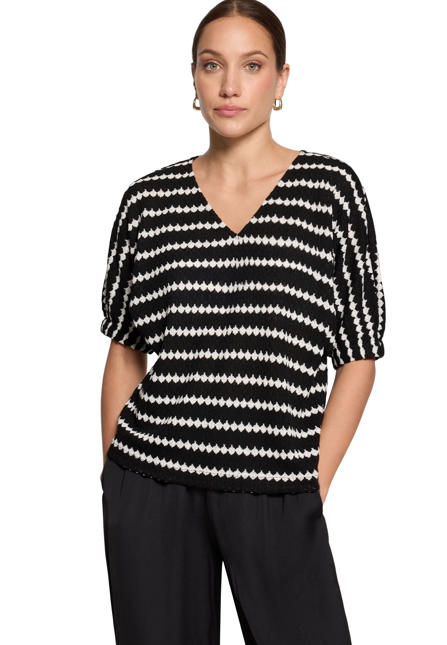 Zero Shirttop »Kurzarm-Shirt mit V-Ausschnitt«