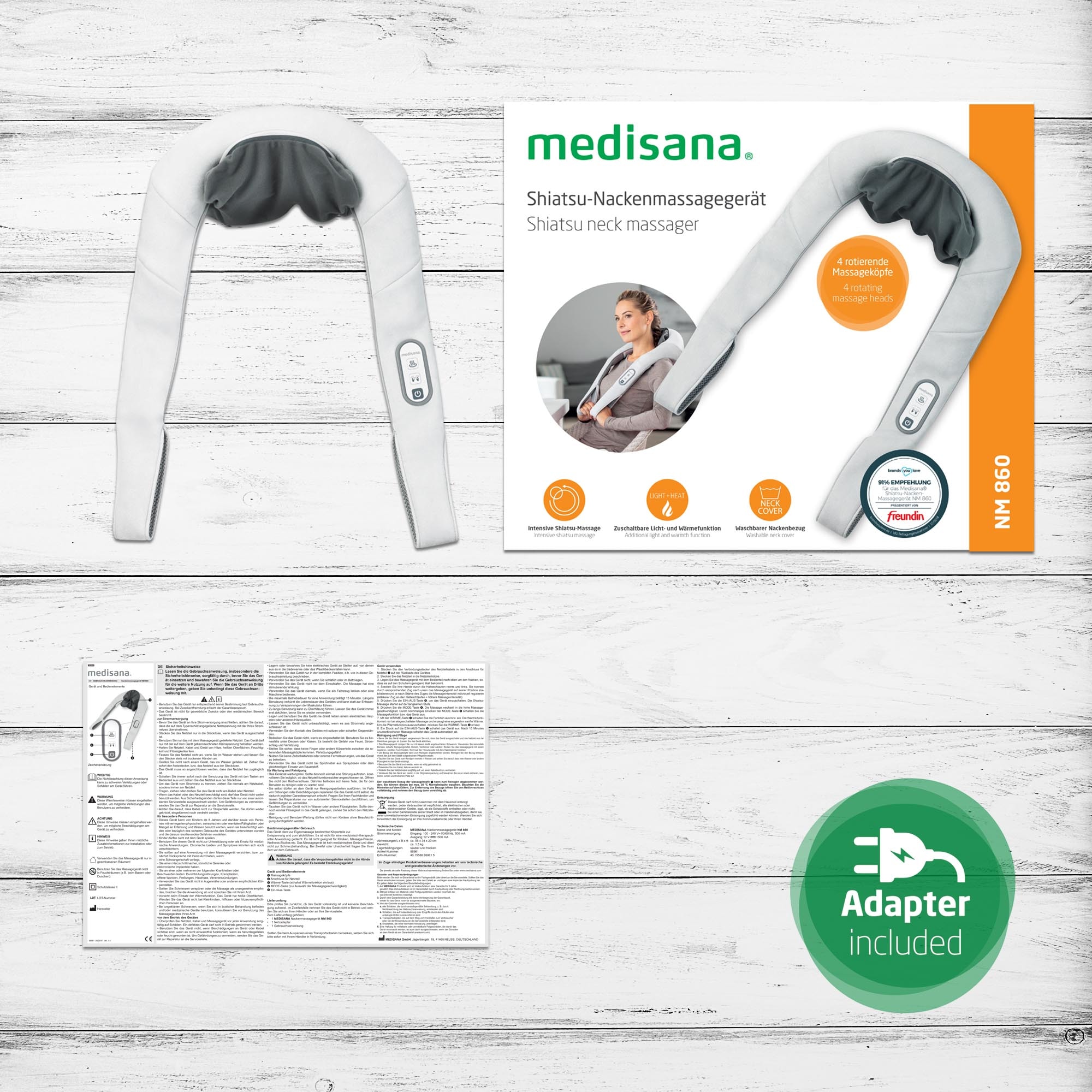 Medisana Nacken-Massagegerät »NM 860«, Flexible Shiatsu-Massage mit Halteschlaufen für Intensität