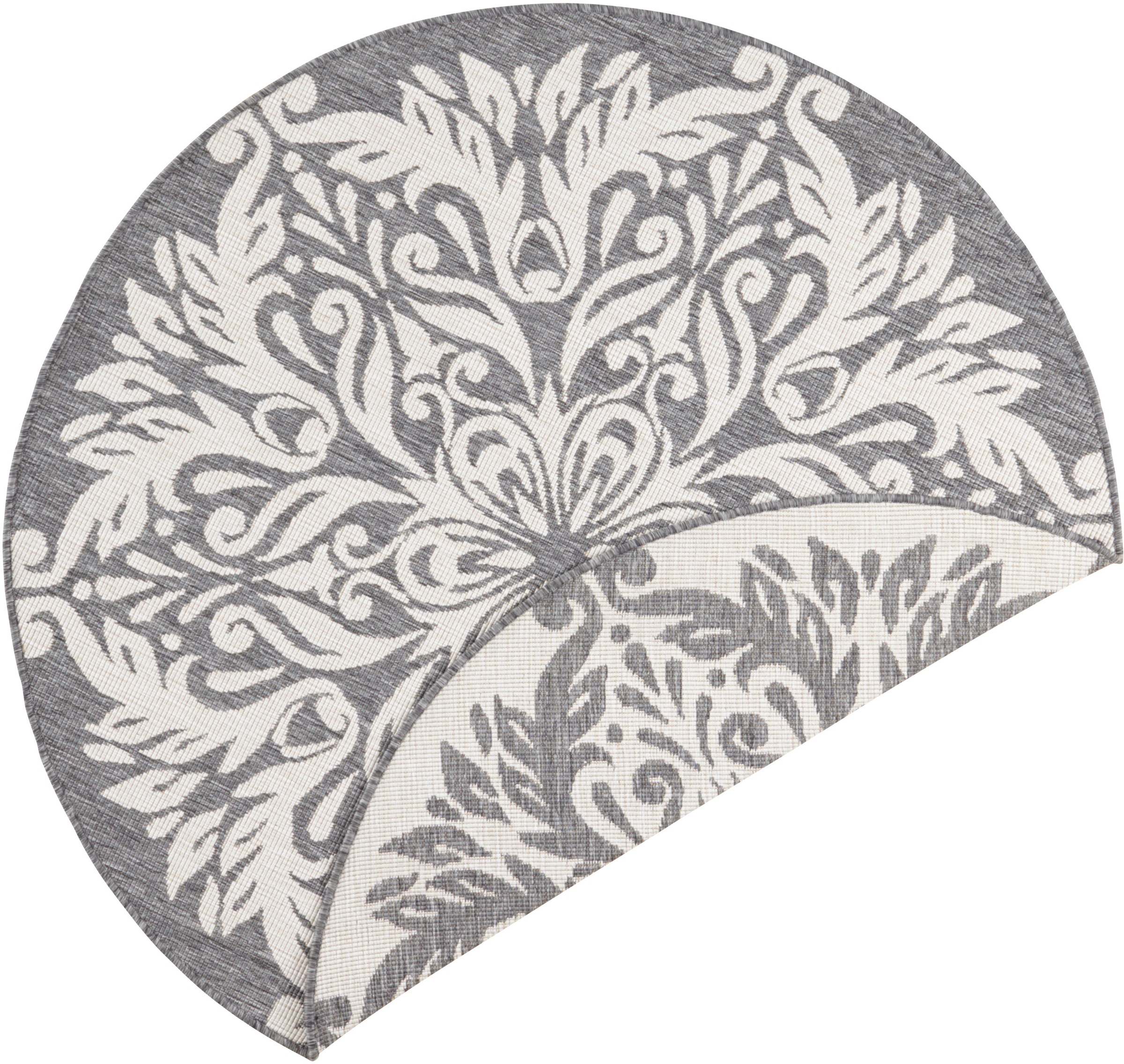 NORTHRUGS Teppich »Madrid«, rund, 5 mm Höhe, In-& Outdoor, Wetterfest, Balkon, Garten, Wohnzimmer, Wasserfest