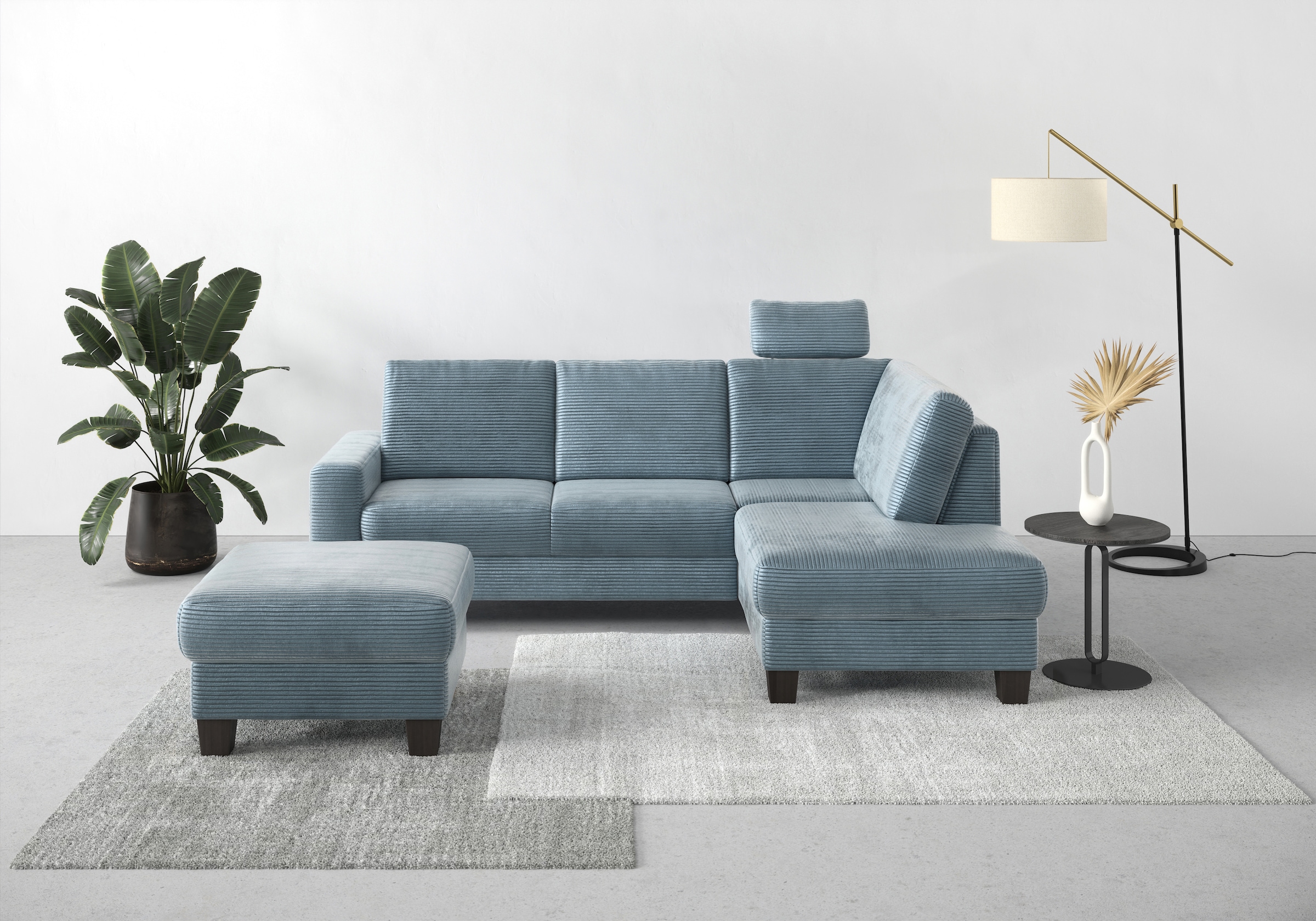 Home affaire Ecksofa »Summer L-Form« mit Ottomane, mit oder ohne Bettfunktion und Bettkasten, Cord-Bezug