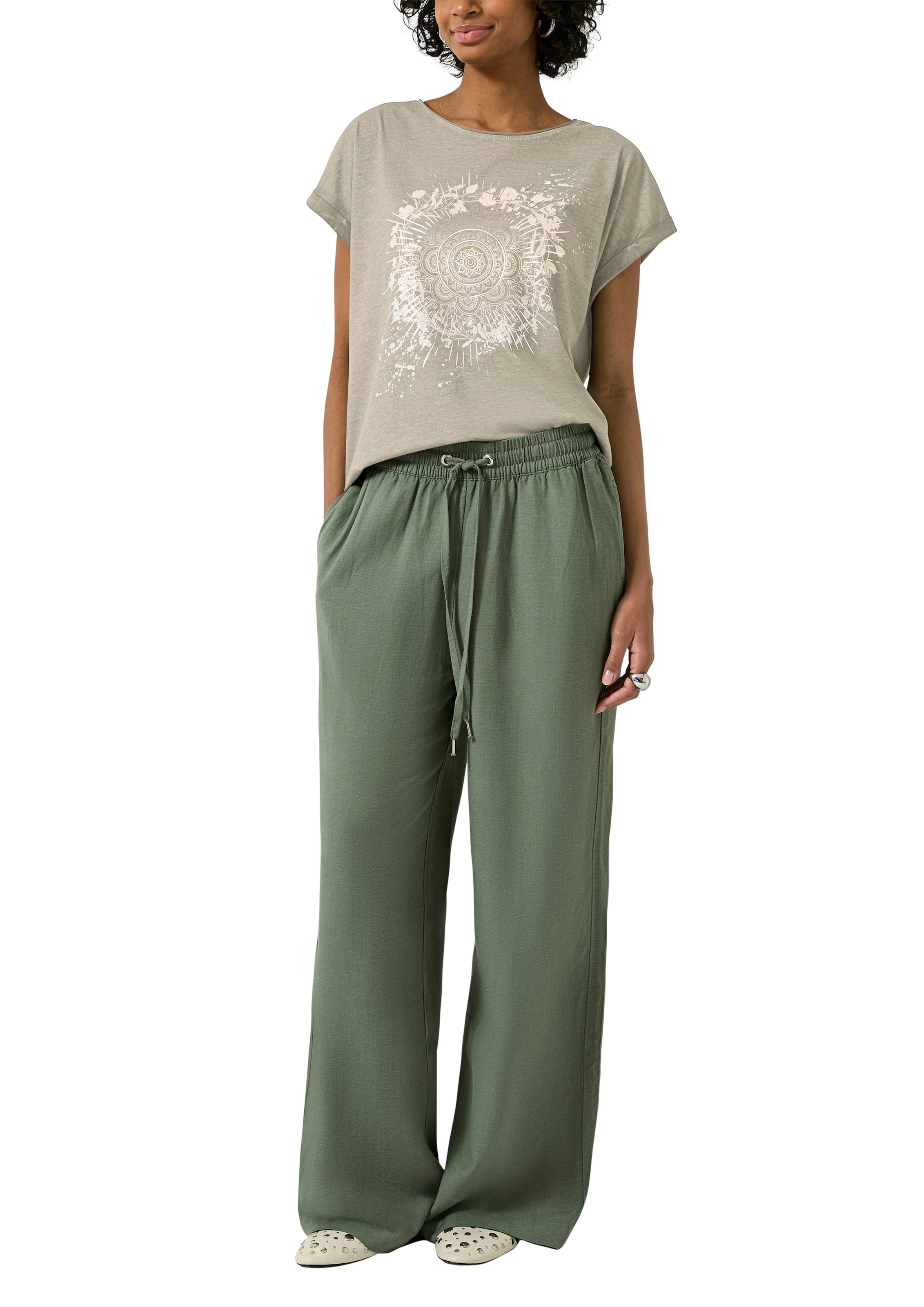 QS Rundhalsshirt mit großem Print