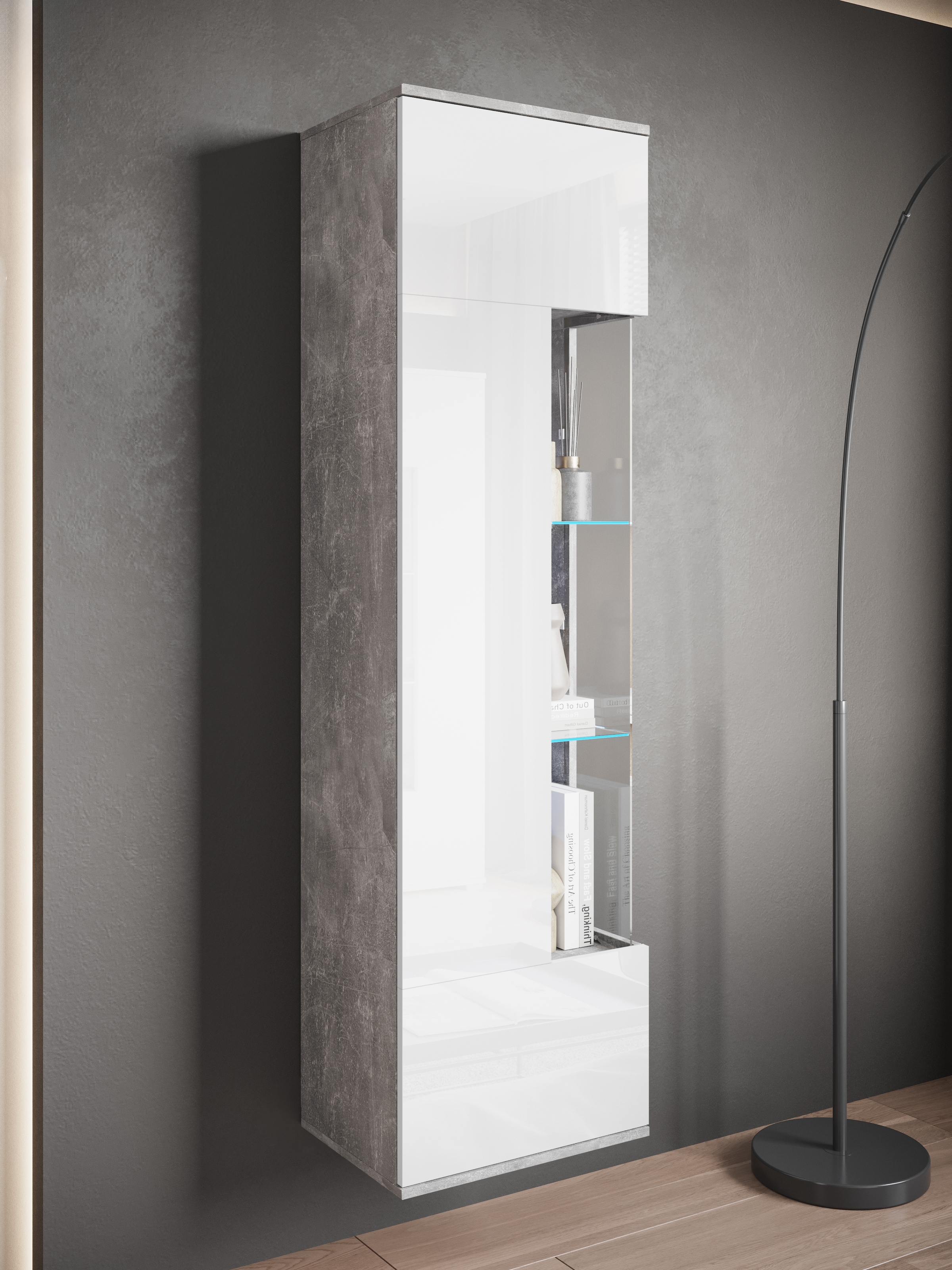 INOSIGN Vitrine »Kenia, stehend und hängend, Türanschlag wechselbar«, (1 St.), Vitrineschrank mit Glastüren 160 cm Höhe