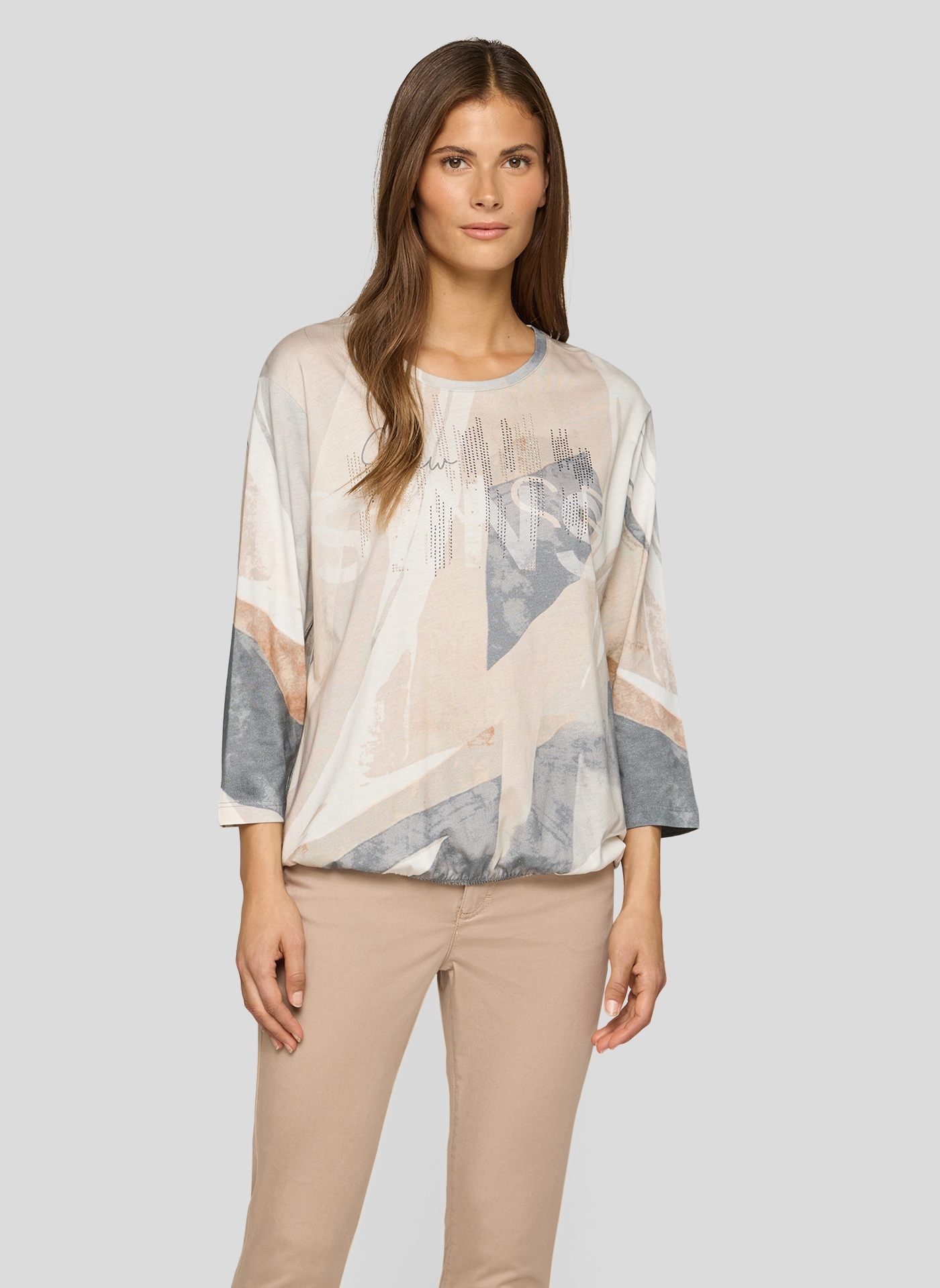 Rabe Damen 3/4-Arm-Shirt mit All-Over Print in braun, Größe 40