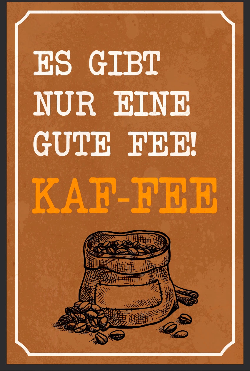 queence Metallbild »Kaf-fe«, Schriftzüge, (1 St.), Stahlschilder