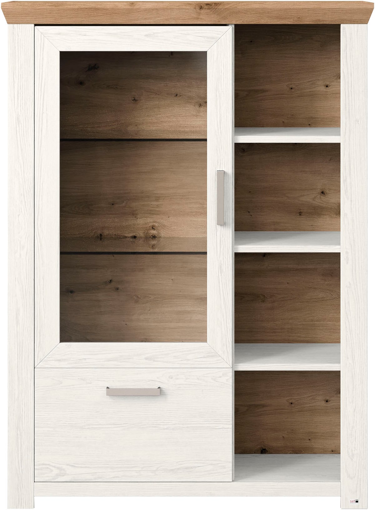 set one by Musterring Highboard »York«, Typ 13 und 14, mit Glastür und Schubkasten, 3 Farbvarianten, B 105 cm