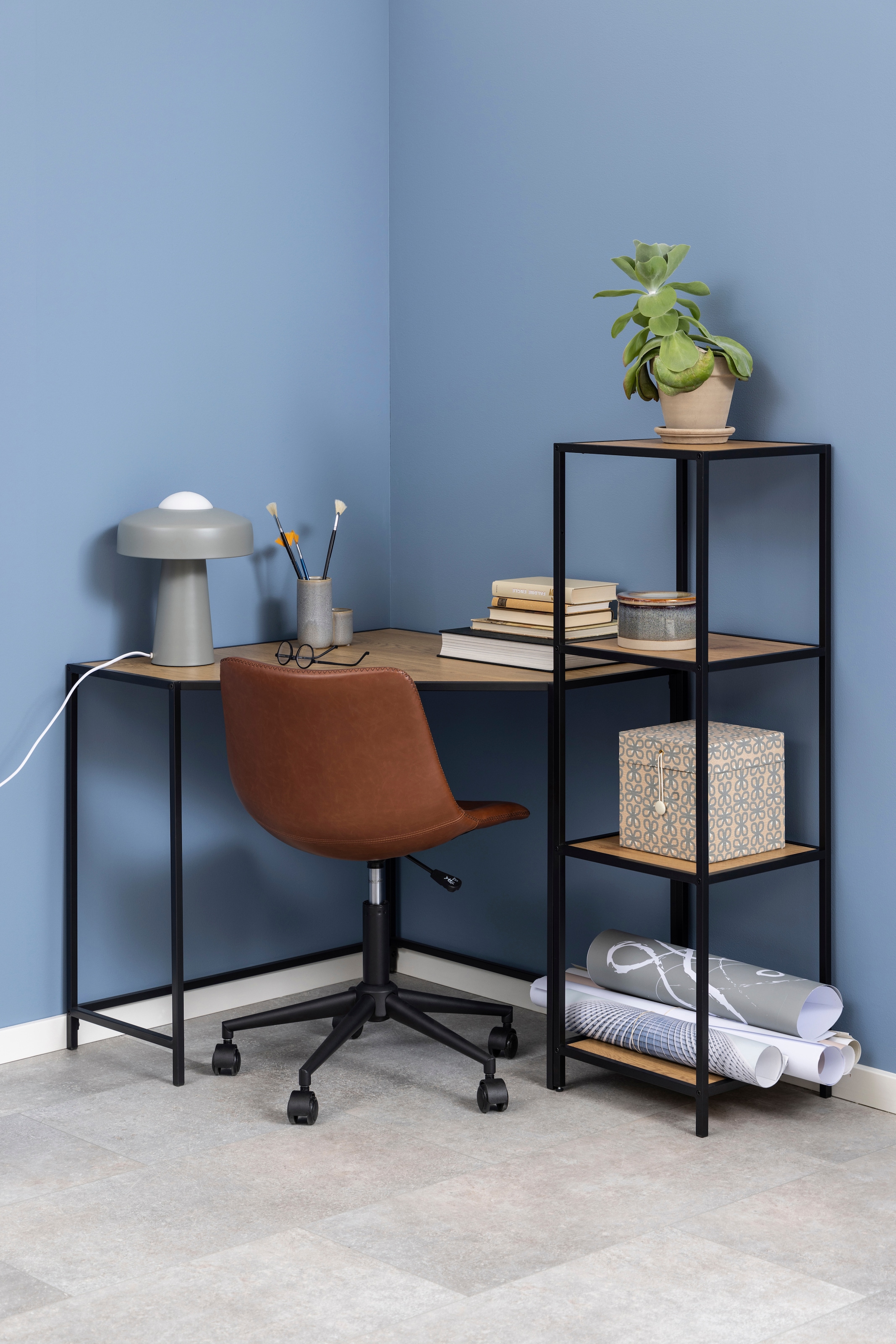 ACTONA GROUP Bücherregal, Metallgestell im Industrie-Look, 3 Einlegeböden, weitere Variationen
