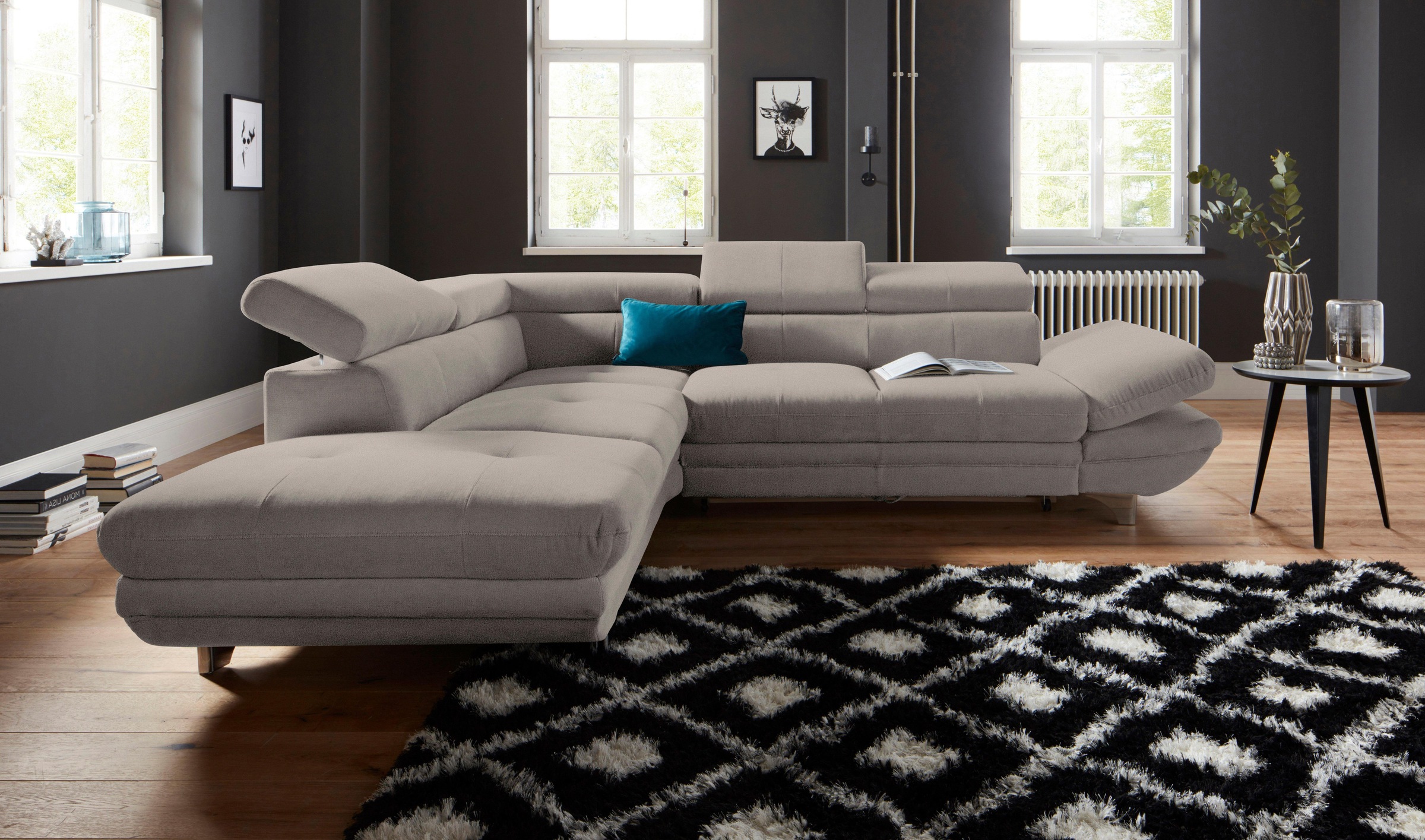 COTTA Polstergarnitur »Enterprise L-Form«, (Set), Set bestehend aus: Ecksofa mit Arm- & Kopfteilverstellung & Hocker