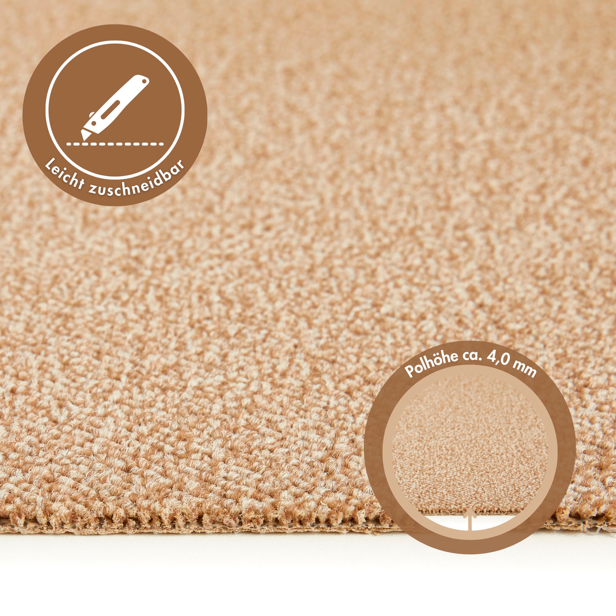 Andiamo Teppichboden »Matz, Schlinge, Made in Belgium«, rechteckig, 6 mm Höhe, meliert, Breite 400 cm oder 500 cm, strapazierfähig & pflegeleicht