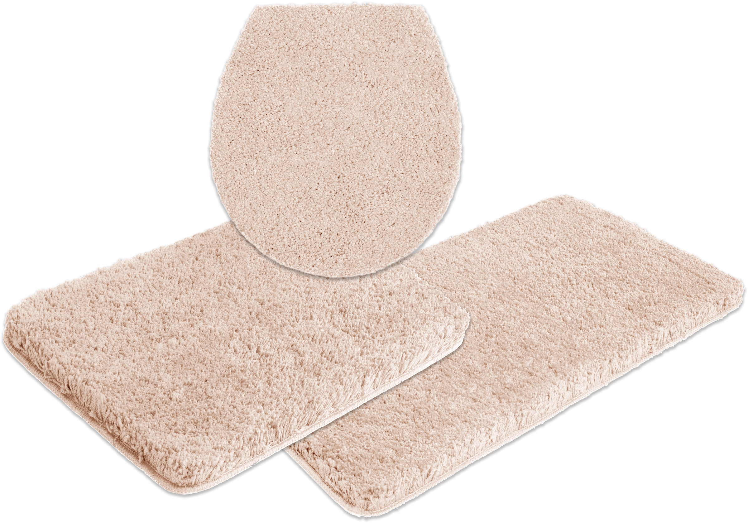 my home Badematte »Sanremo, Badvorleger, Badezimmer Teppich, sehr weich«, rutschhemmend beschichtet, fußbodenheizungsgeeignet-schnell trocknend, Badteppich, unifarben, rechteckig, rund & als 3-tlg. Set erhältlich