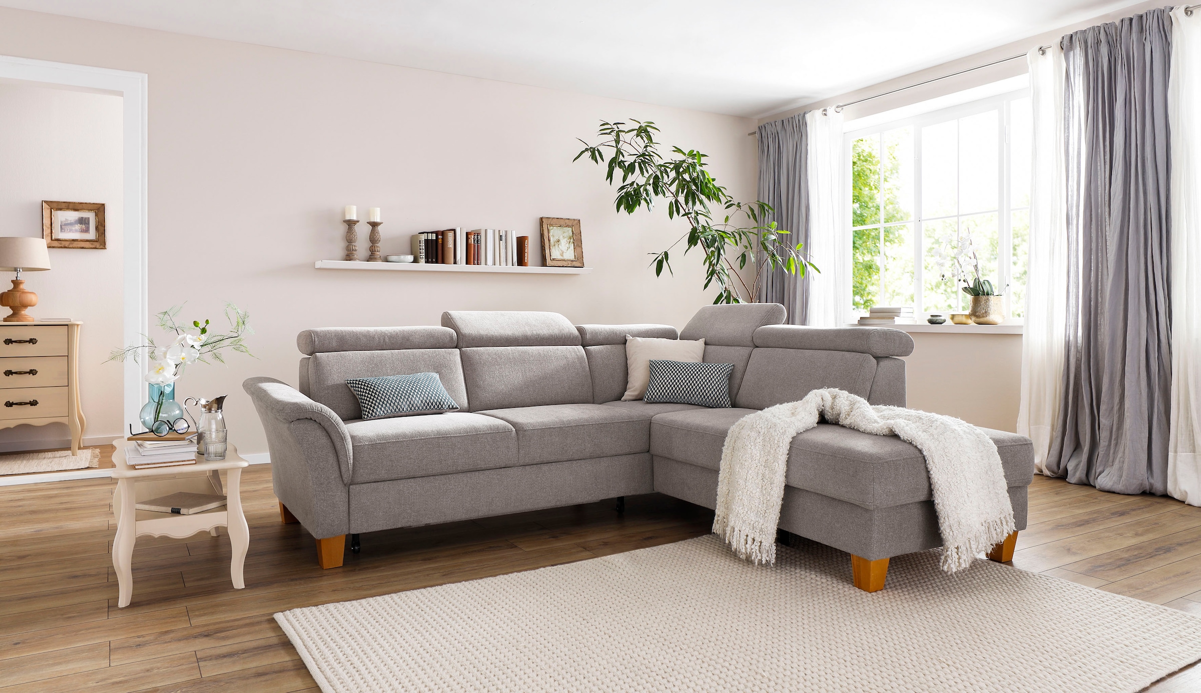 Home affaire Ecksofa »Conville L-Form«, Federkern, wahlweise mit Bettfunktion und Bettkasten bzw. Stauraum