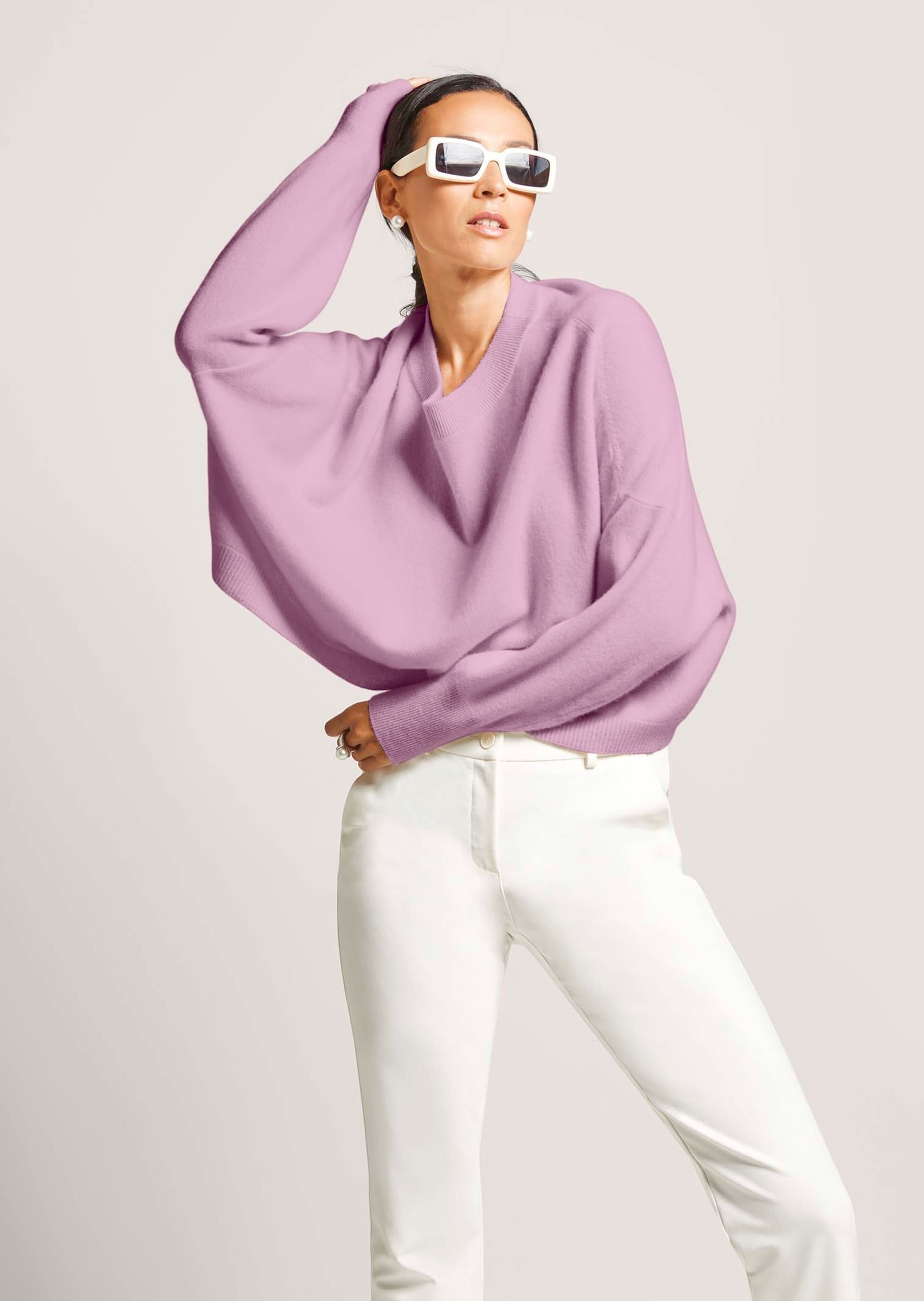 MADELEINE Longpullover »Strickpullover Kaschmir Pullover mit Rundhalsausschnitt«