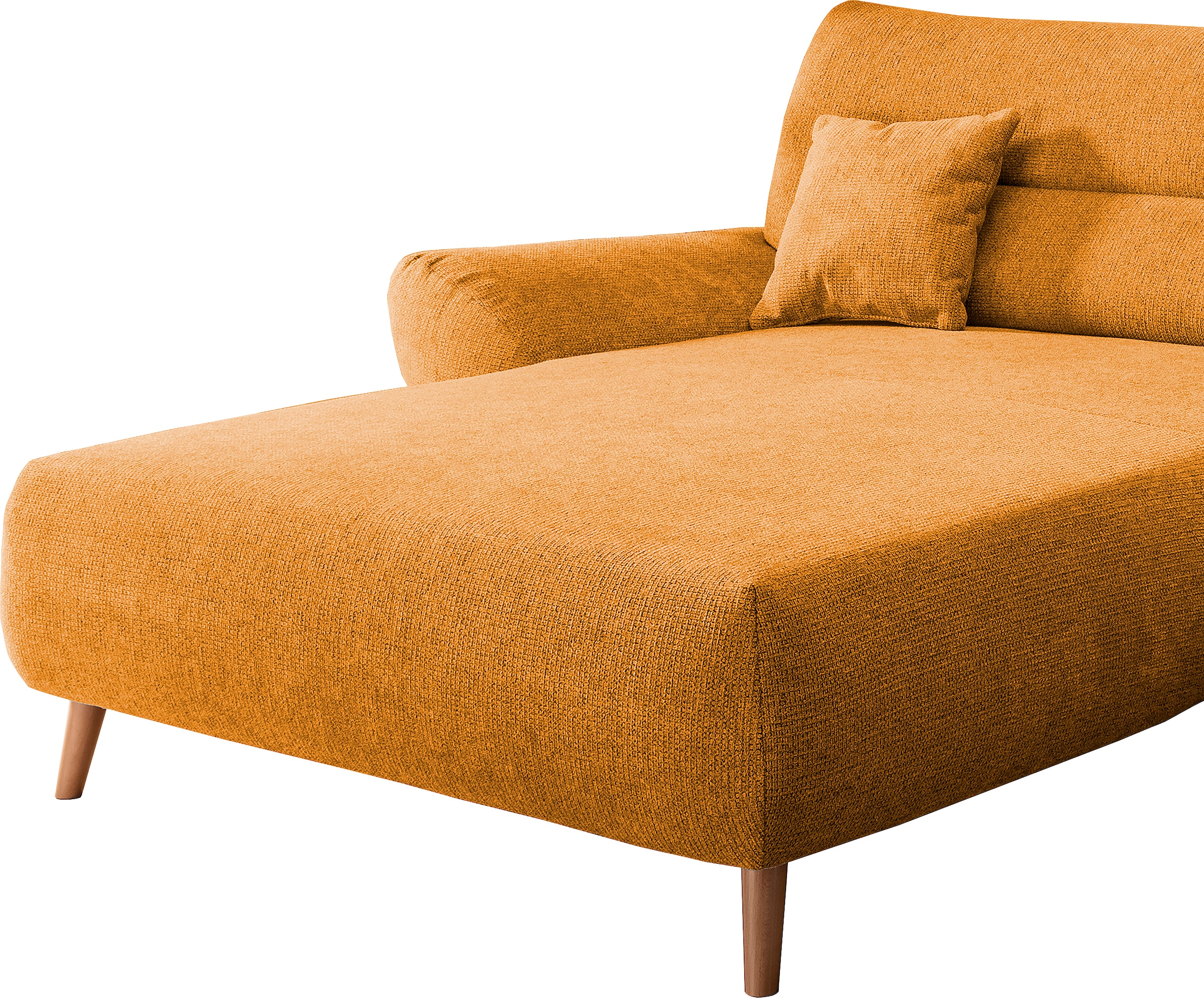 Home affaire Ecksofa »Drago, elegant und zeitlos, komfortabel, Holzfuß, L-Form« frei im Raum stellbar, inkl. 2 Zierkissen