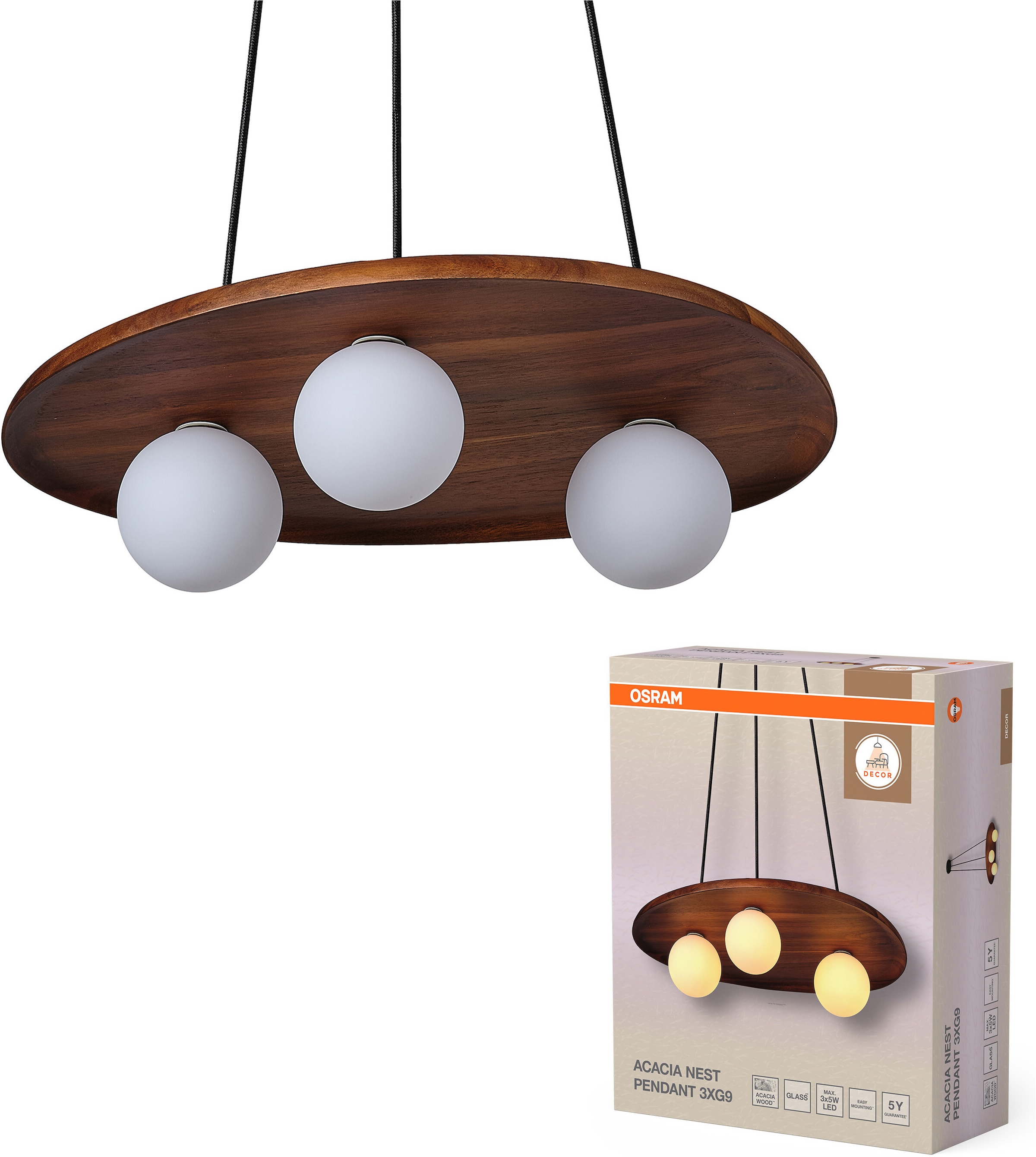 Osram Pendelleuchte »Decor Acacia-Wood Nest« G9 1 Stk. braun, Fassung G9