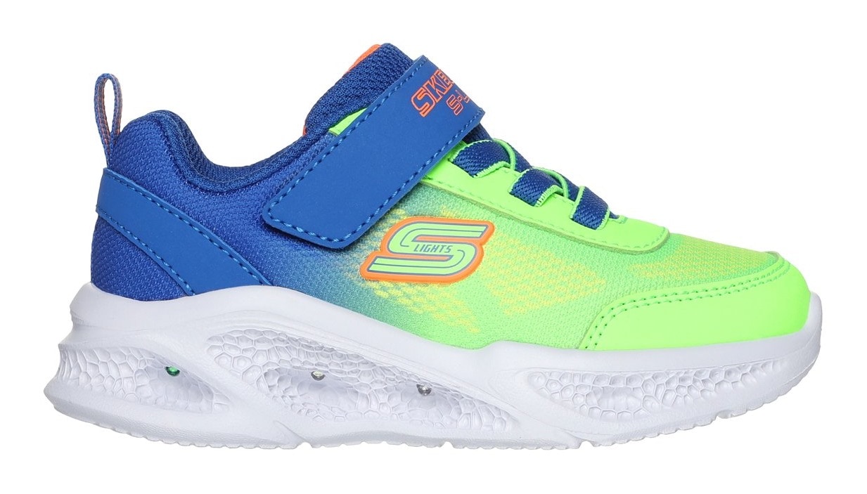 Skechers Lauflernschuh »SKECHERS METEOR-LIGHTS«, Blink,-Klettschuh zum Schlüpfen, Neon, Größenschablone zum Download