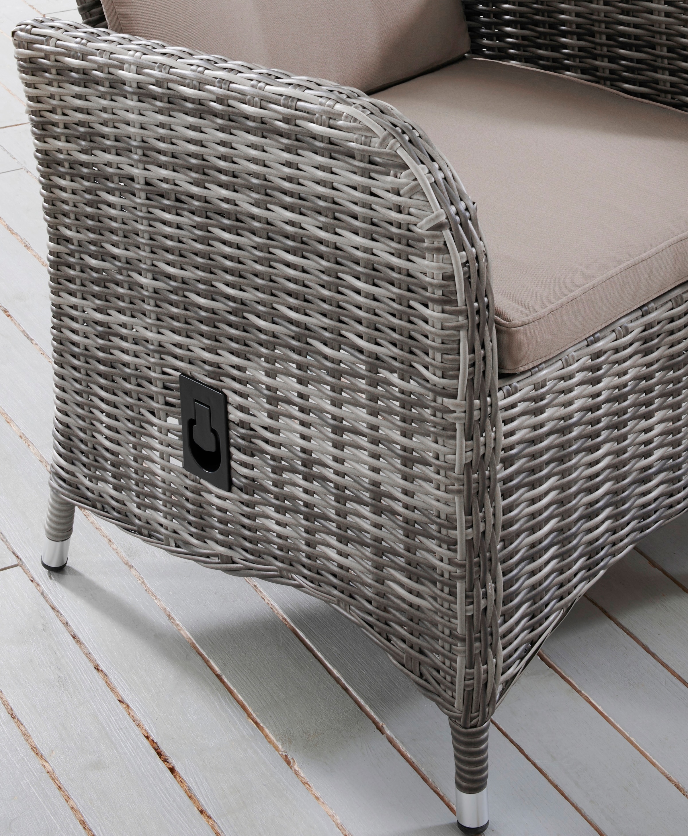 Destiny Garten-Essgruppe »BAHIA«, (13 tlg., 4x Hochlehner, 1x Tisch, inkl. Auflagen), Aluminium, Polyrattan