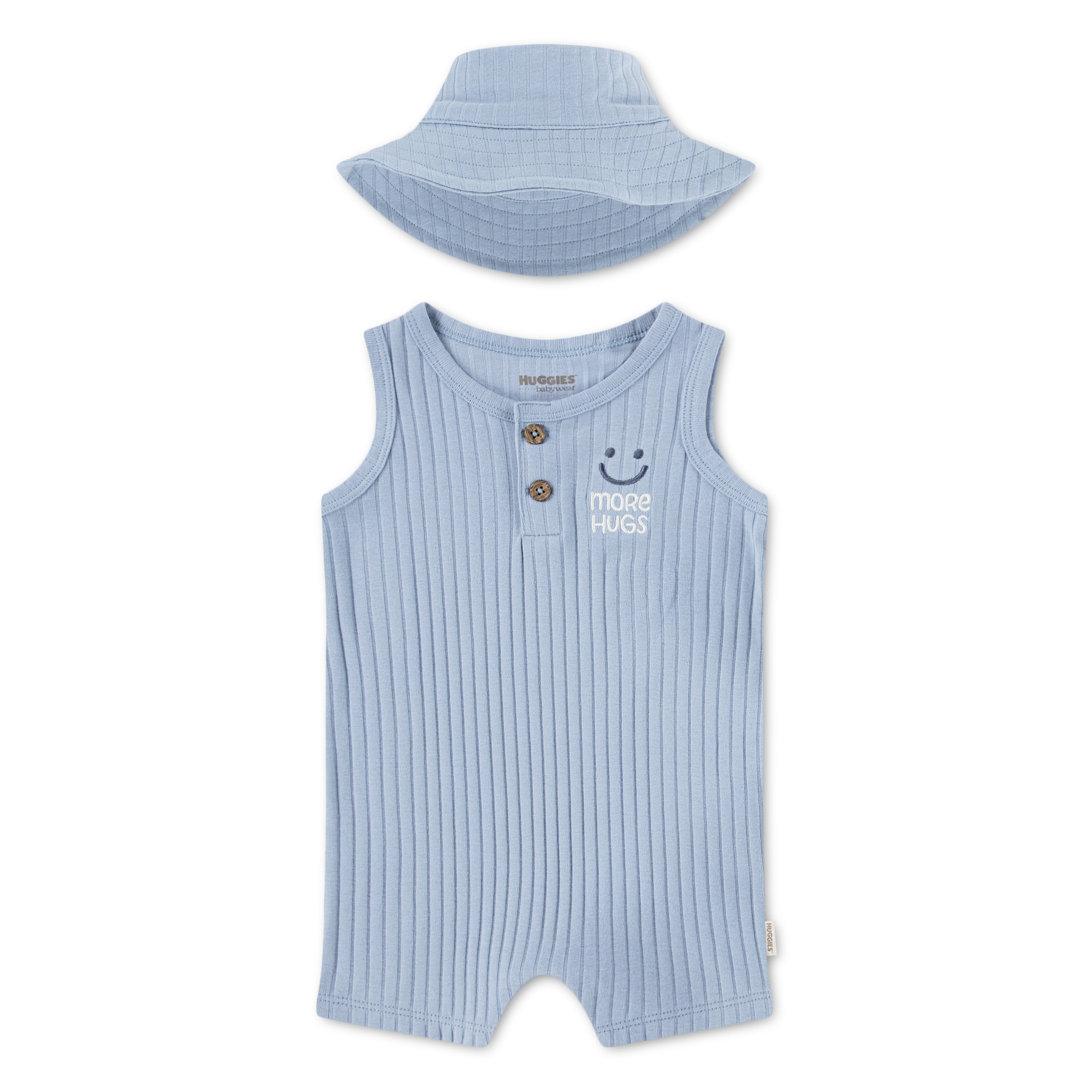 HUGGIES babywear Neugeborenen-Geschenkset »HUGB ROMPER + HAT ATTACHMENT« Set, 2 mit passendem Hut, aus Baumwolle