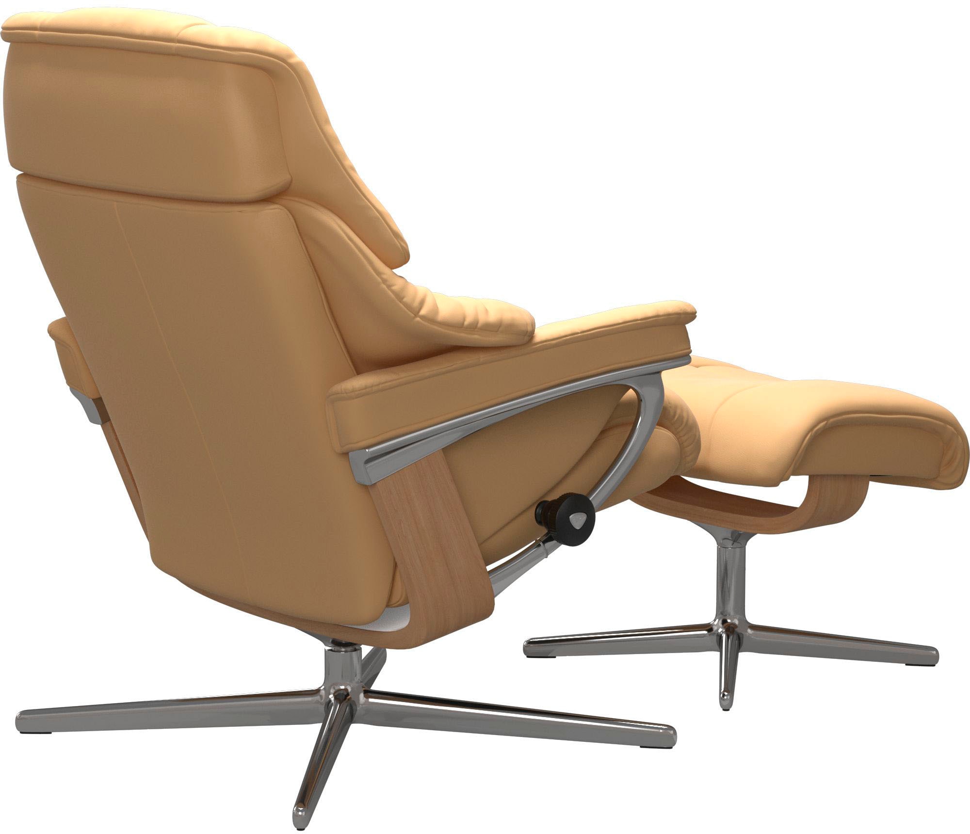Stressless® Relaxsessel »Reno« Set, Relaxsessel mit Hocker,  mit Hocker, mit Cross Base, Größe S, M & L, Holzakzent Eiche