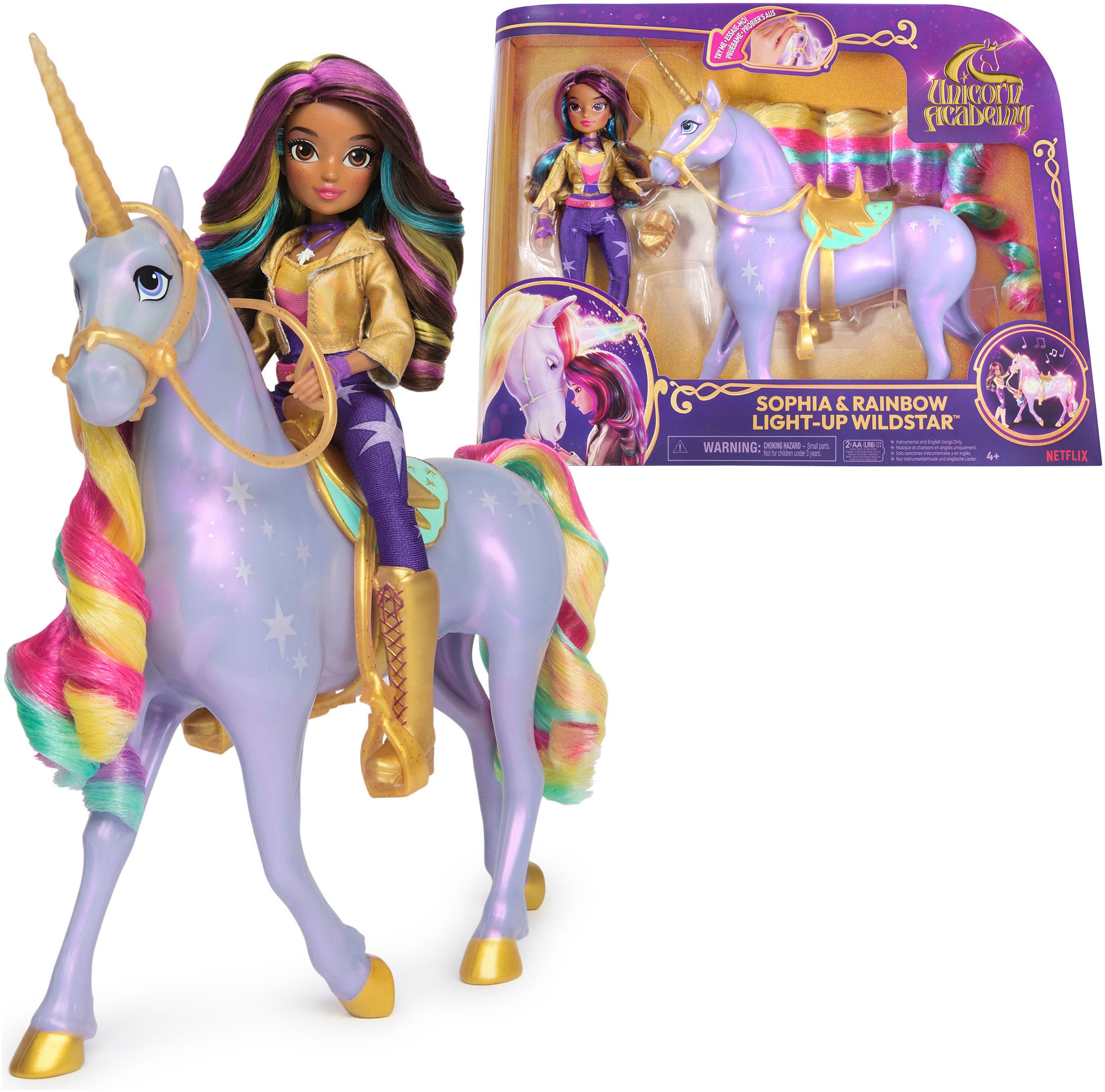 Anziehpuppe »Unicorn Academy - Interactive Rainbow Light-Up Wildstar & Sophia«, (Set),...