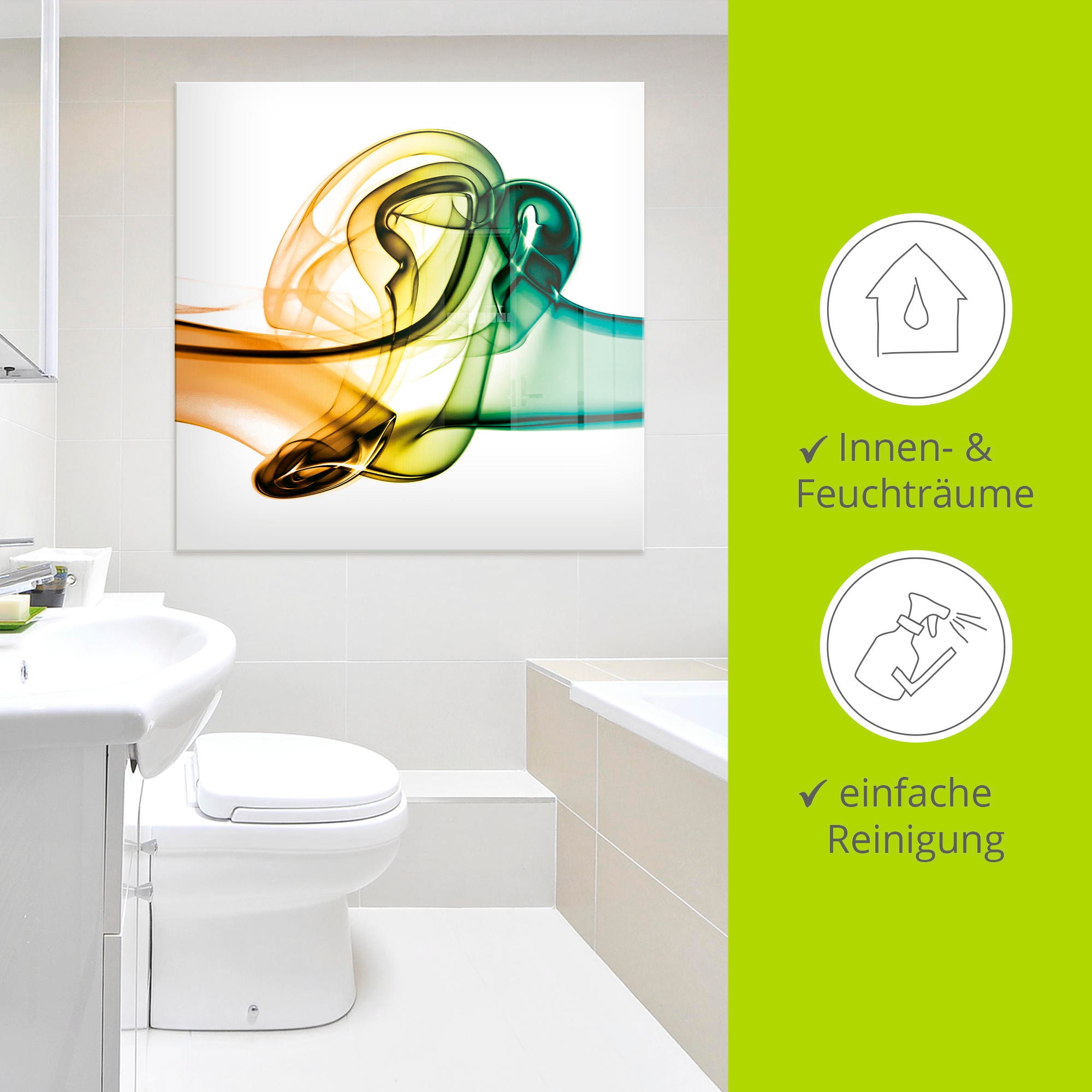 Artland Glasbild »Aufeinanderprallen von blau und grün« Gegenstandslos 1 Stk. tlg. in verschiedenen Größen