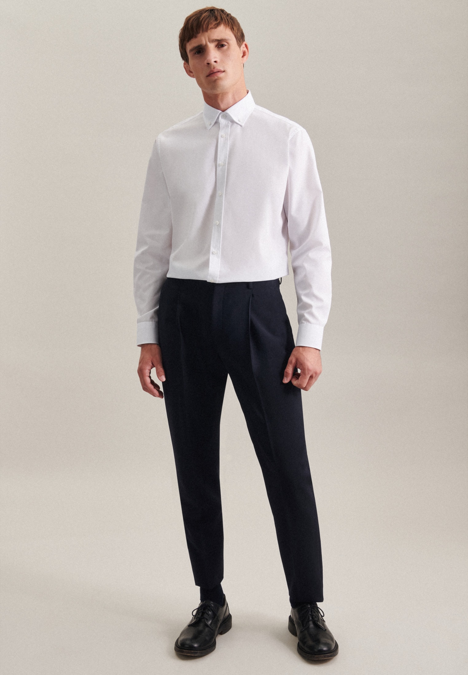 seidensticker Businesshemd »Shaped«, Shaped Langarm Button-Down-Kragen Uni