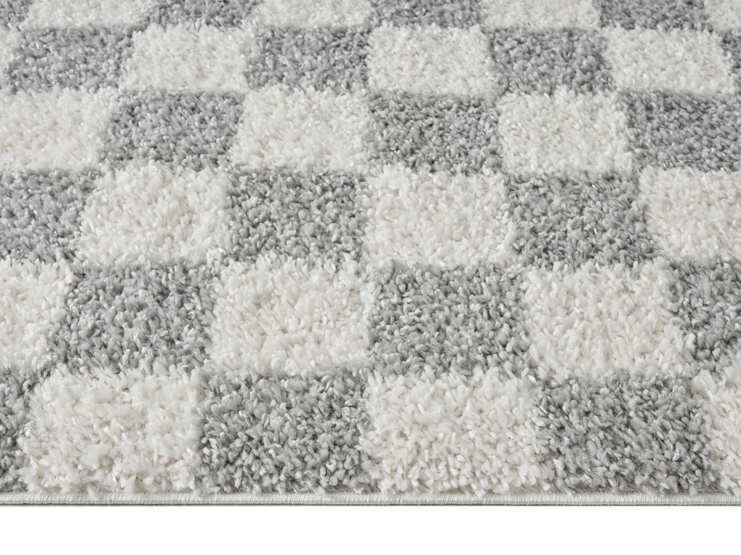 OTTO home Hochflor-Teppich »Kiiki«, rechteckig, 30 mm Höhe, Kariert, auffälliges Schachbrettmuster, Wohnzimmer, Schlafzimmer