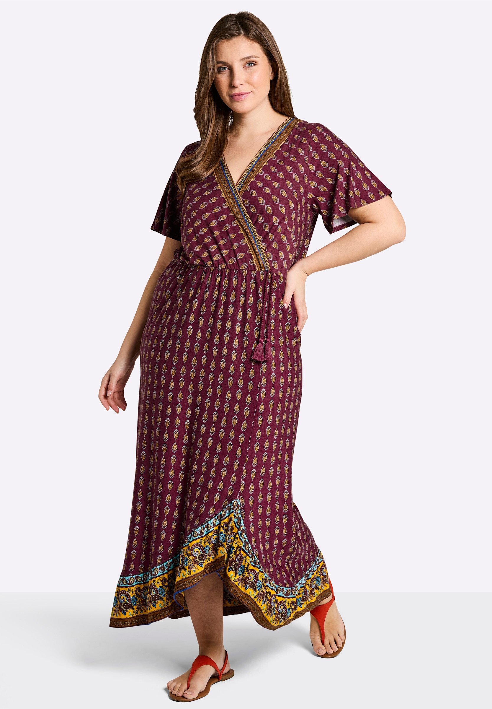 Sheego Wickelkleid »Jersey-Kleid Druckkleid in Wickeloptik« Ohne Tasche