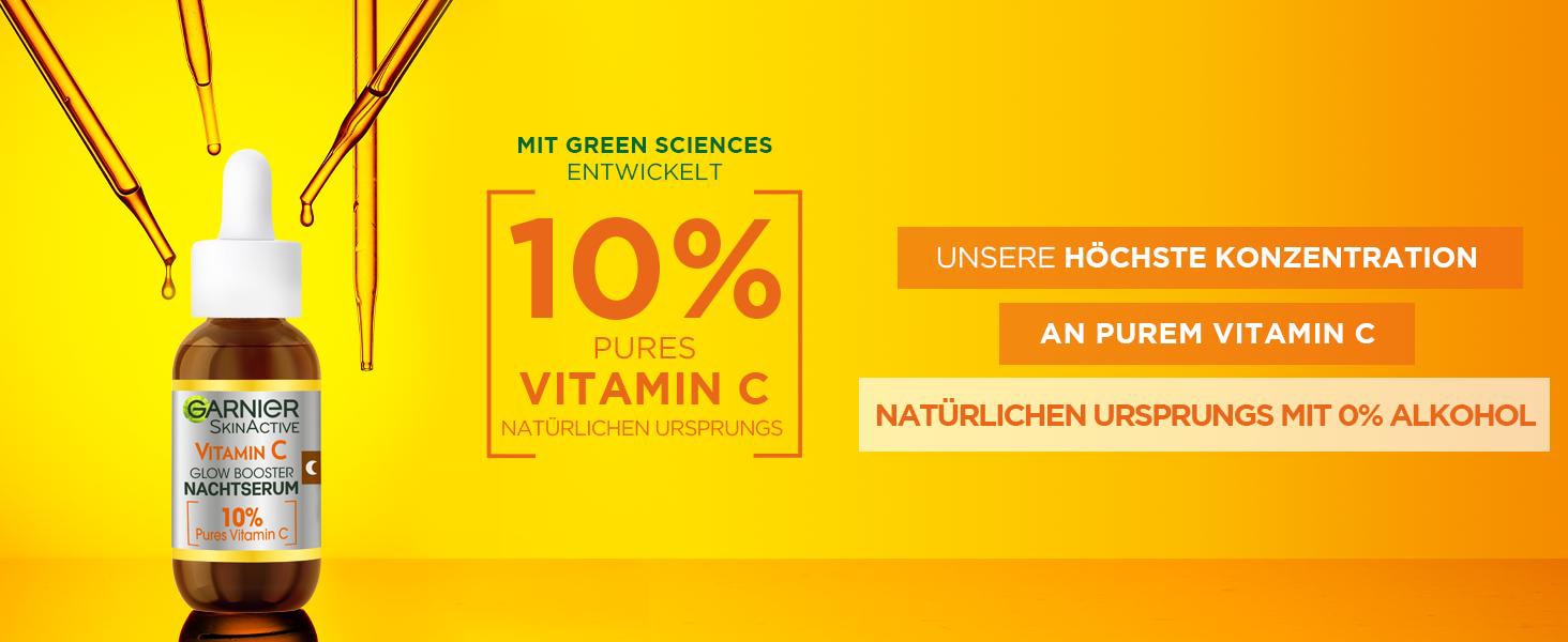 GARNIER Gesichtsserum »Garnier Vitamin C Glow Booster Nachtserum«, mit hoher Wirksamkeit