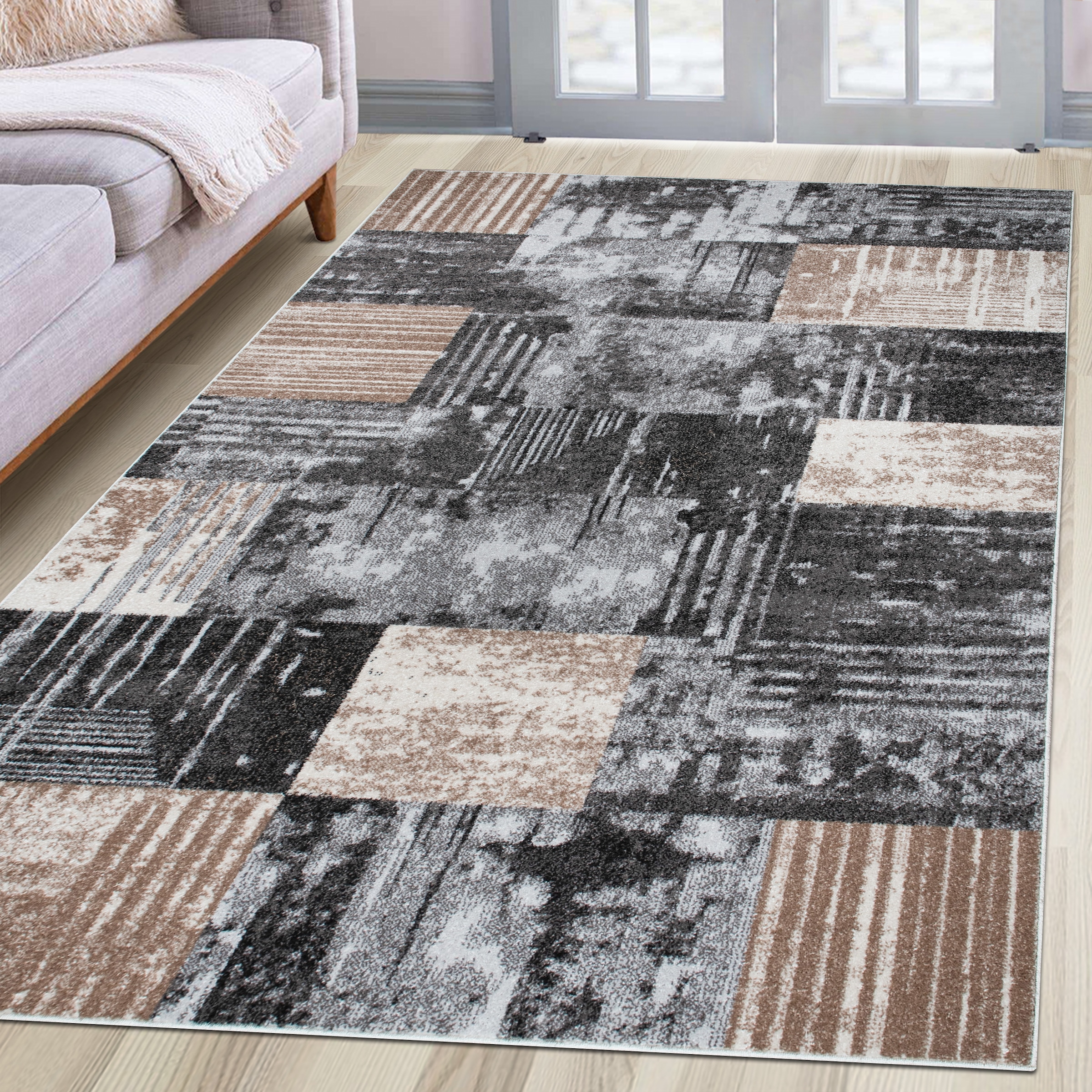 OTTO home Teppich »Lunari«, rechteckig, 9 mm Höhe, Karo-Design, modern, geometrisches Muster, weiche Haptik