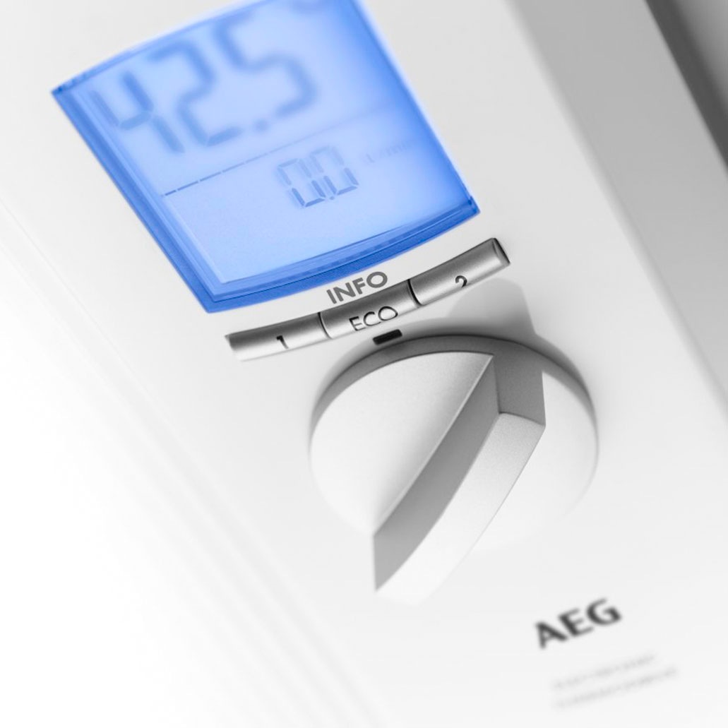 AEG Haustechnik Komfort-Durchlauferhitzer »DDLE ÖKO«, 18/21/24 kW umschaltbar, vollelektronisch, ECO-Funktion, Regendusche
