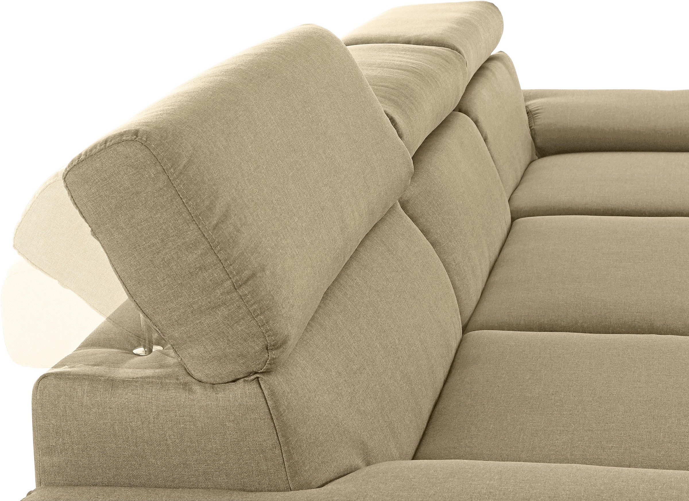 DOMO collection Ecksofa »Mira, inklusive Kopfteilverstellung für mehr Wohlfühlkomfort, L-Form«, wahlweise mit Bettfunktion und Bettkasten, elegant und modern